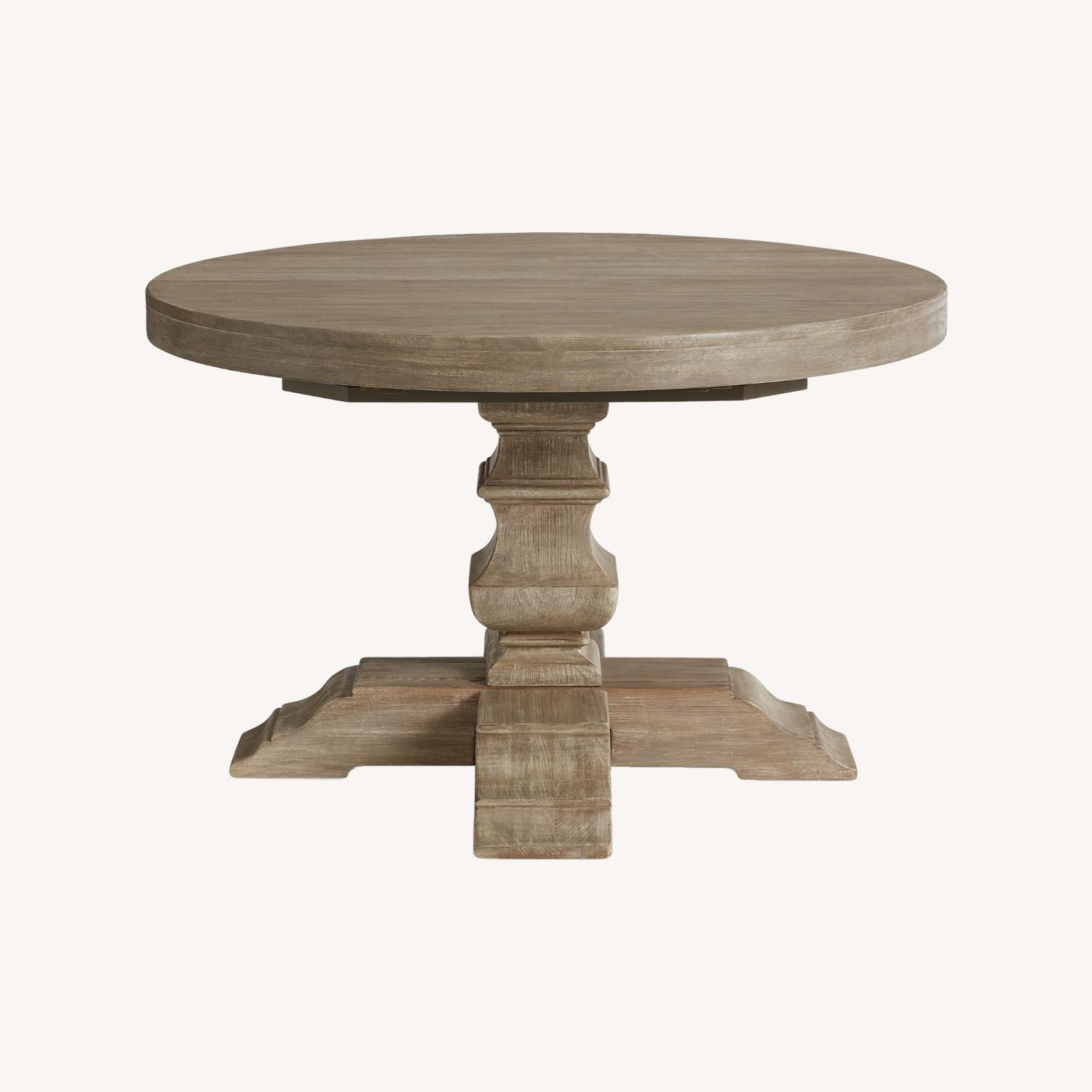 Pottery Barn Banks Round Pedestal Extending Table AptDeco