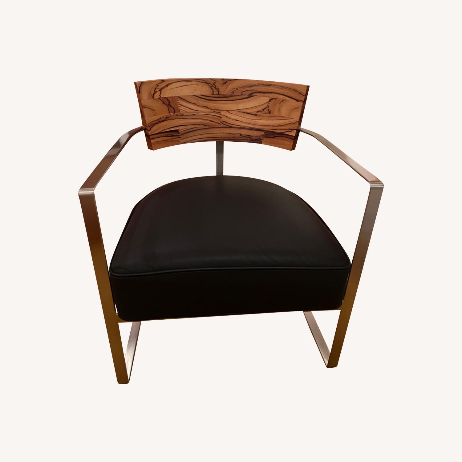 Black Leather and Wood Chairs - image-0