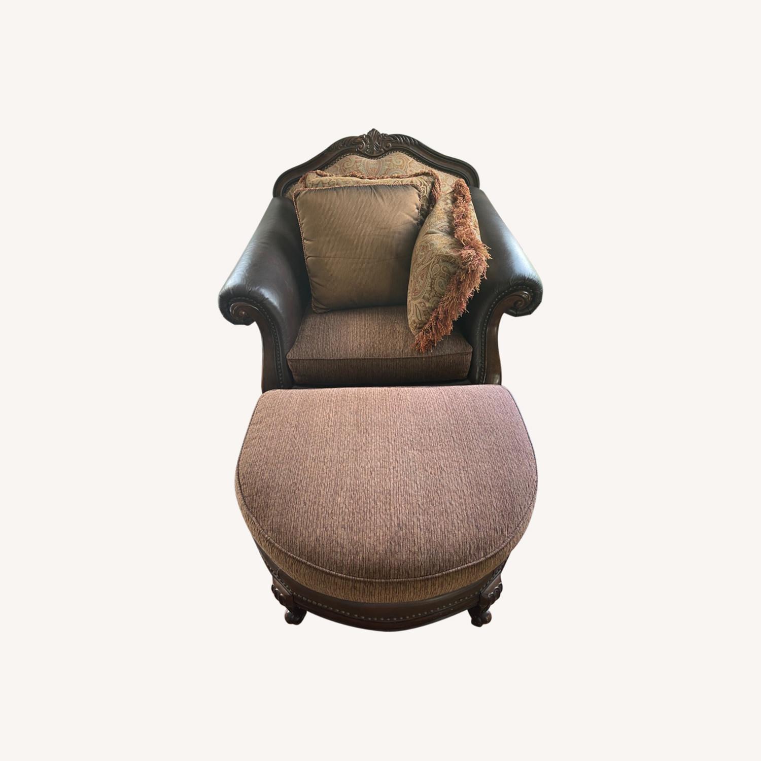 Raymour & Flanigan Armchair and Ottoman AptDeco