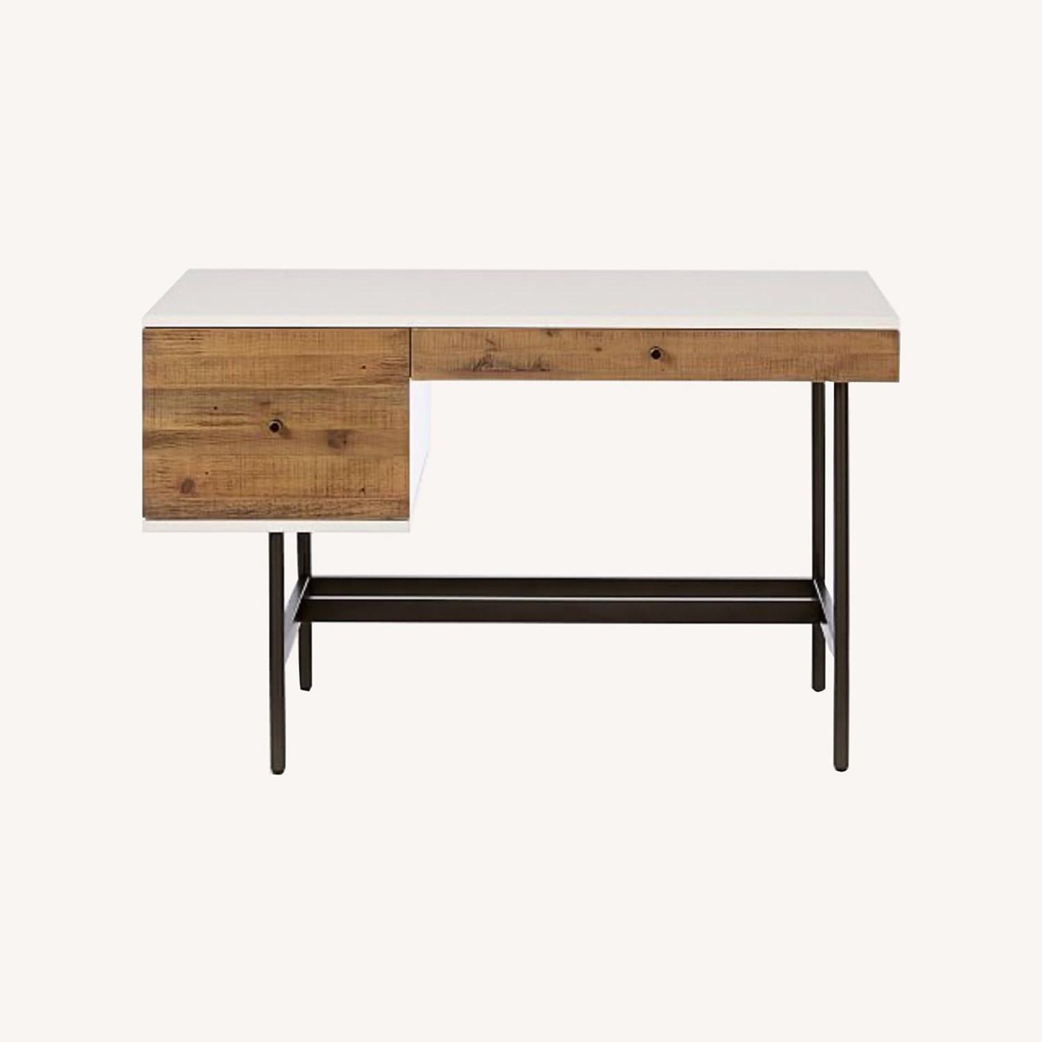 West Elm Reclaimed Wood + White Lacquer Desk - image-0