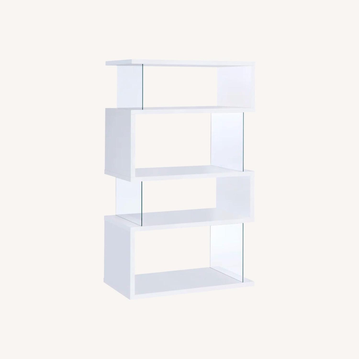 Modern Bookcase With Clear tTempered Glass Panels - image-0