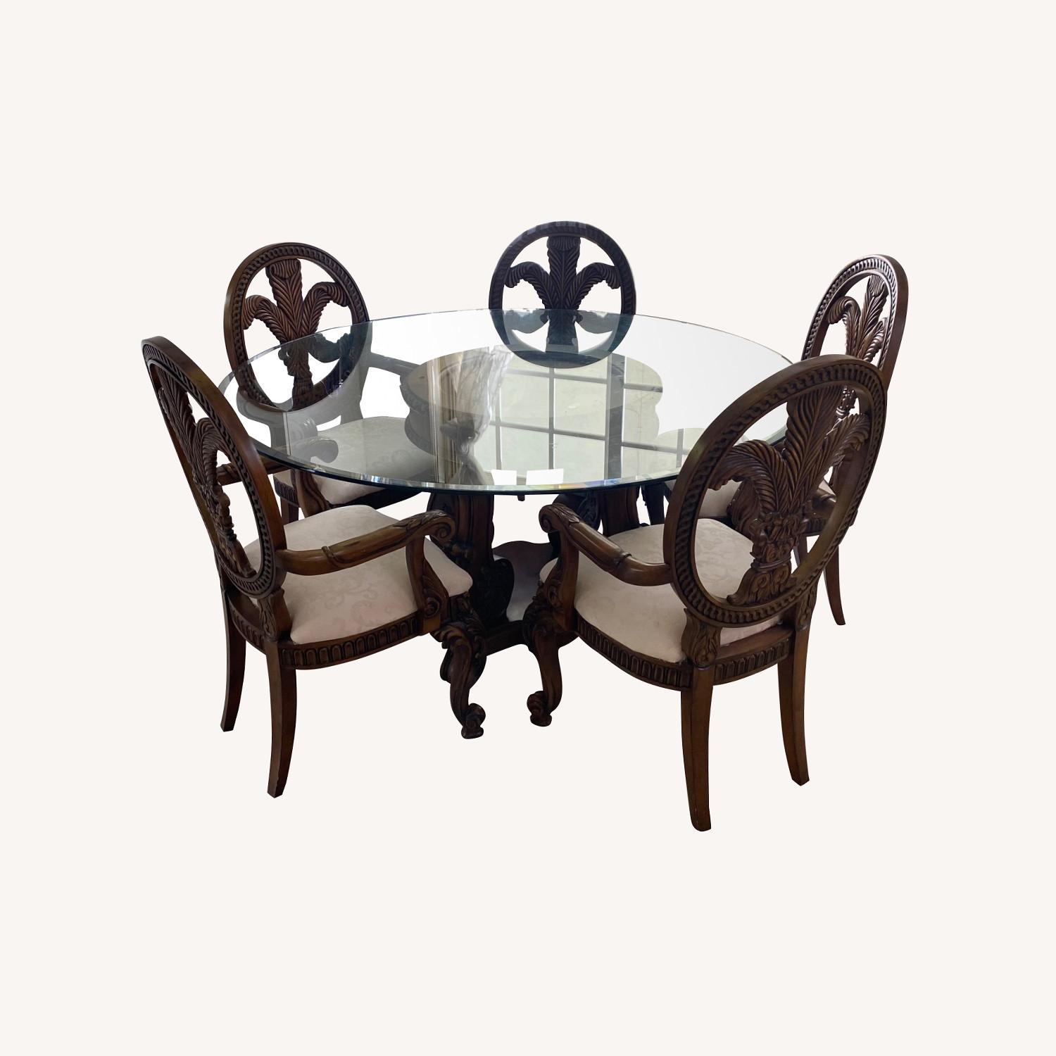 60 Round Glass with Base Table and 5 Chairs - image-0