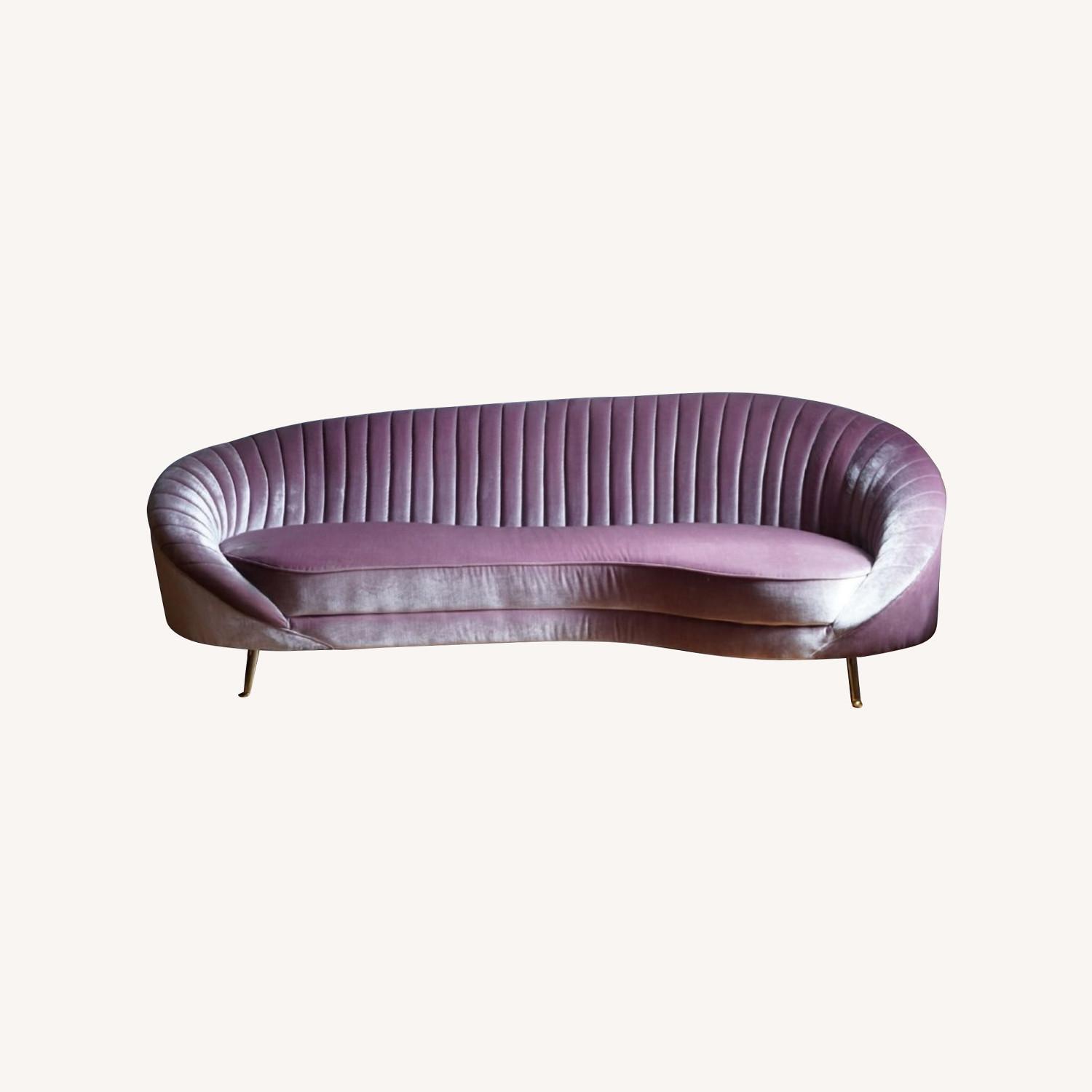 Curved Modern Sofa Pink Velvet - image-4