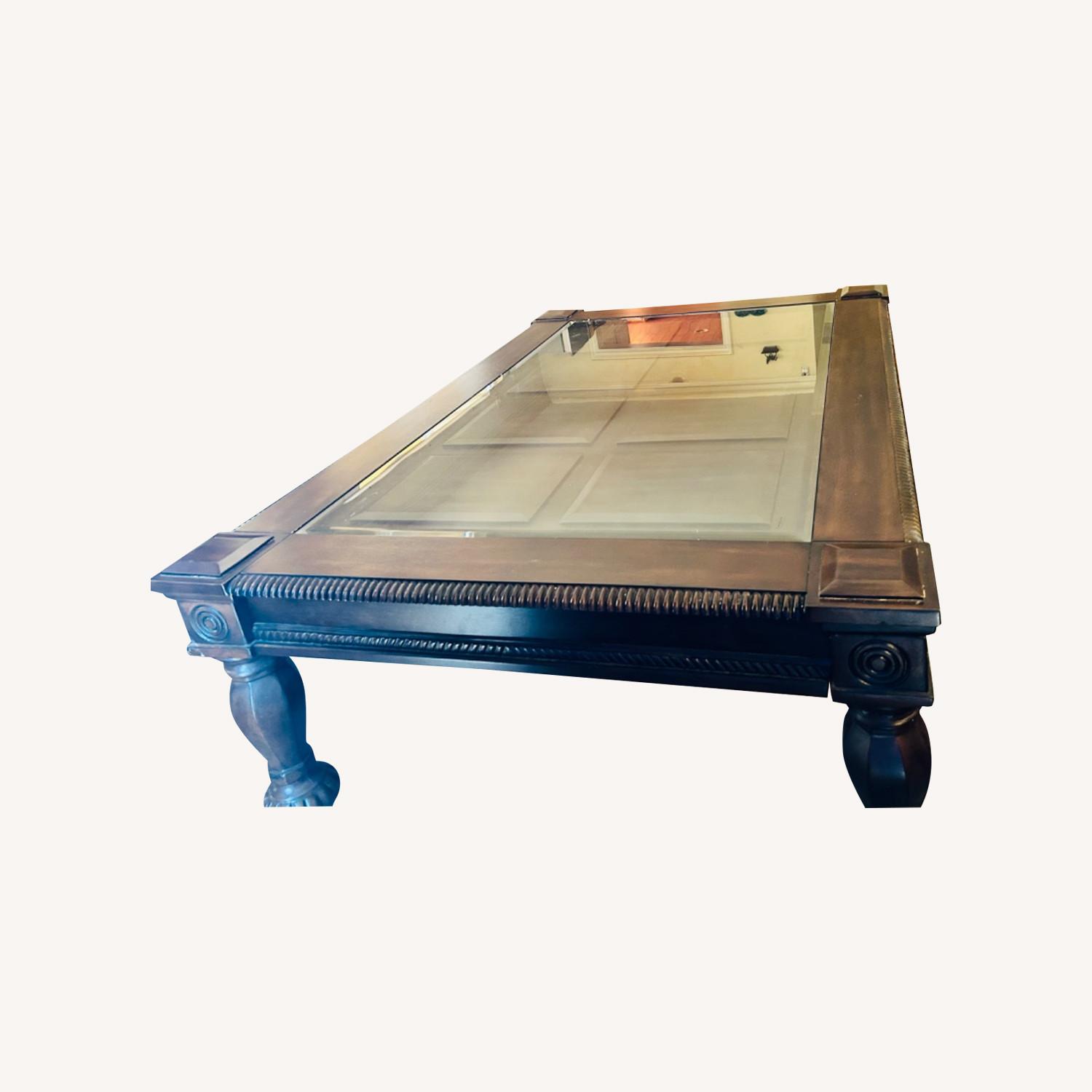 Wood Glass Dark Brown Table - image-0