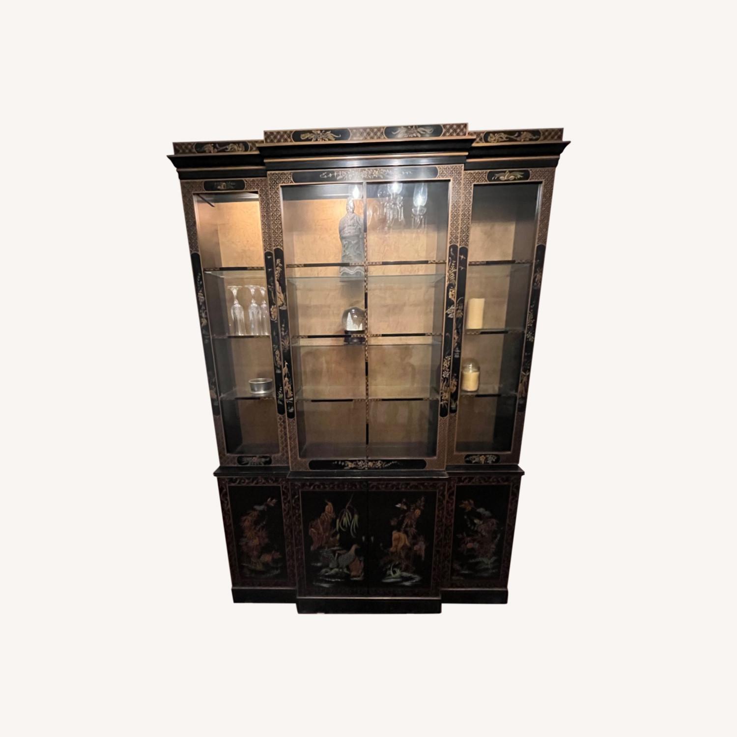 Black Lacquer Chinese China Cabinet - image-0