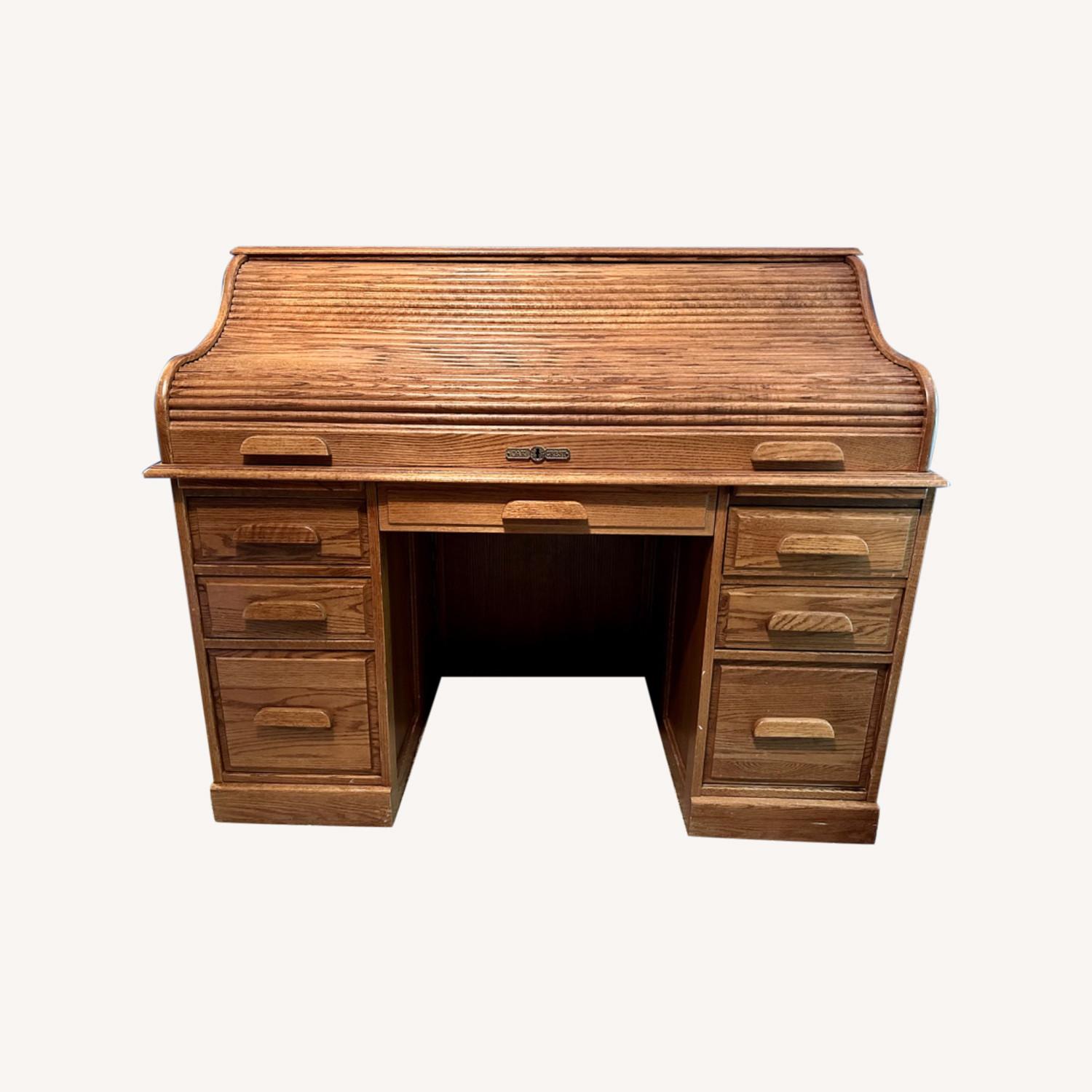Oak Crest Roll Top Desk AptDeco