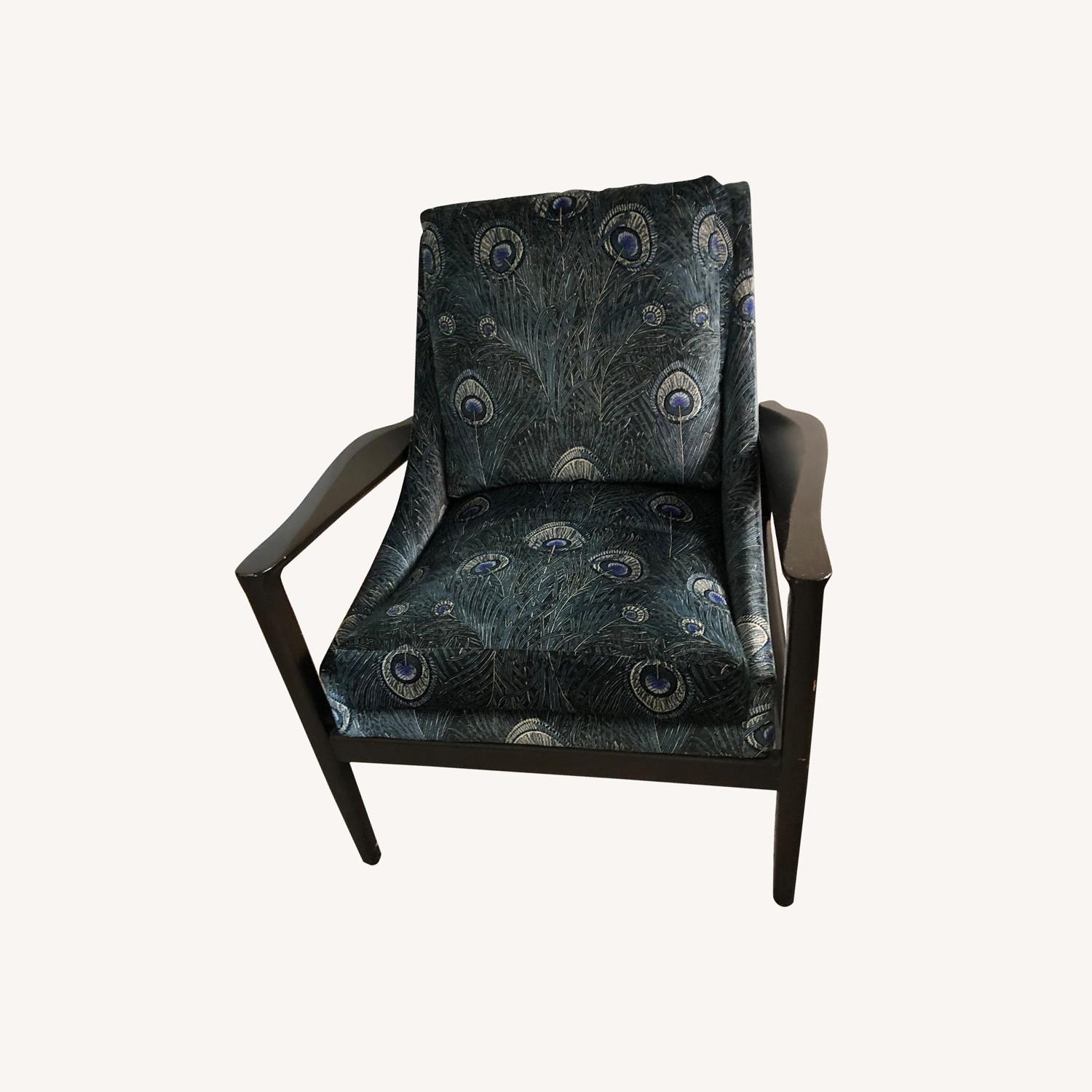 Ethan Allen Upholstered Peacock Pattern Chair - image-0