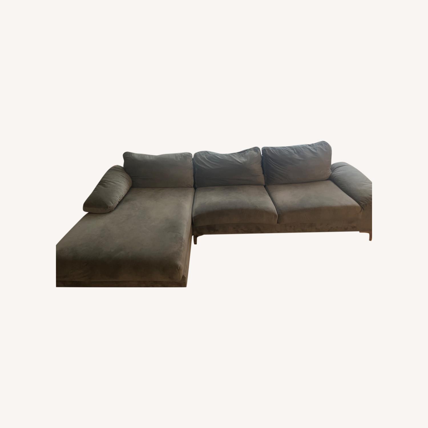 L Shape Couch with Extra Wide Chaise Lounge, Grey - image-0