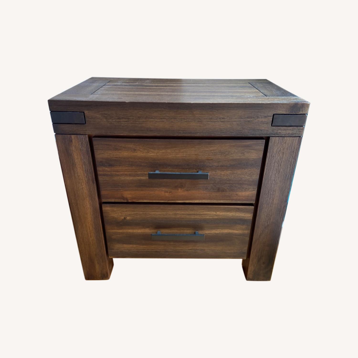 Zen-style Solid Acacia Wood Bedside Table - image-0