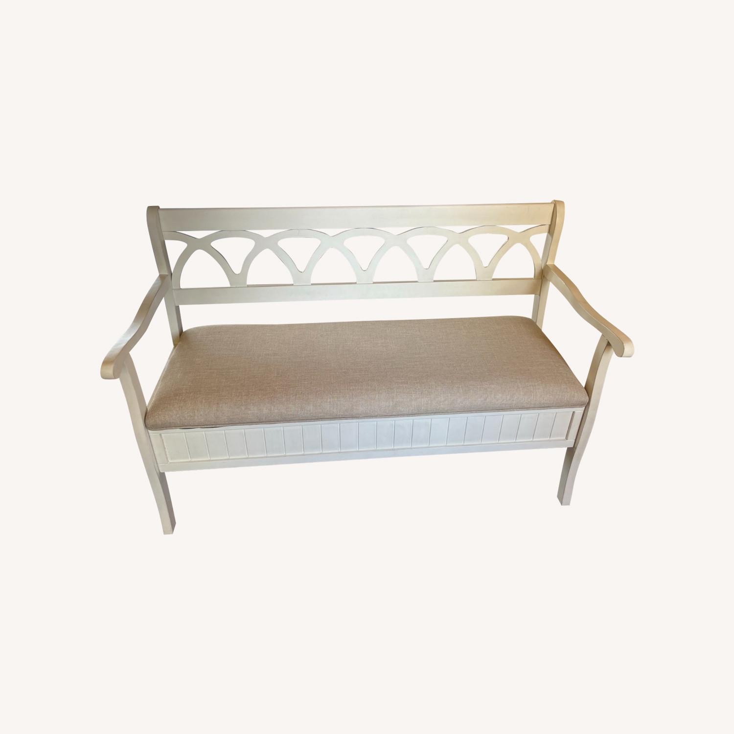 Farmhouse Style Storage Bench in White - image-0