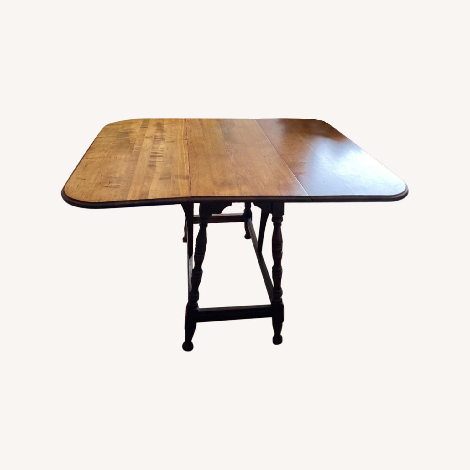 Antique Drop Leaf Wood Table - image-0