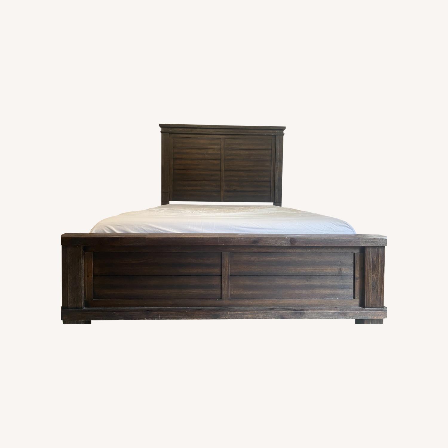 Large Wood Queen Bed Frame - image-0