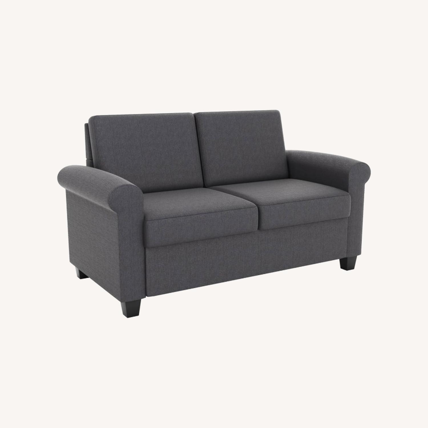 Logan Grey Linen Sleeper Sofa Loveseat - image-10