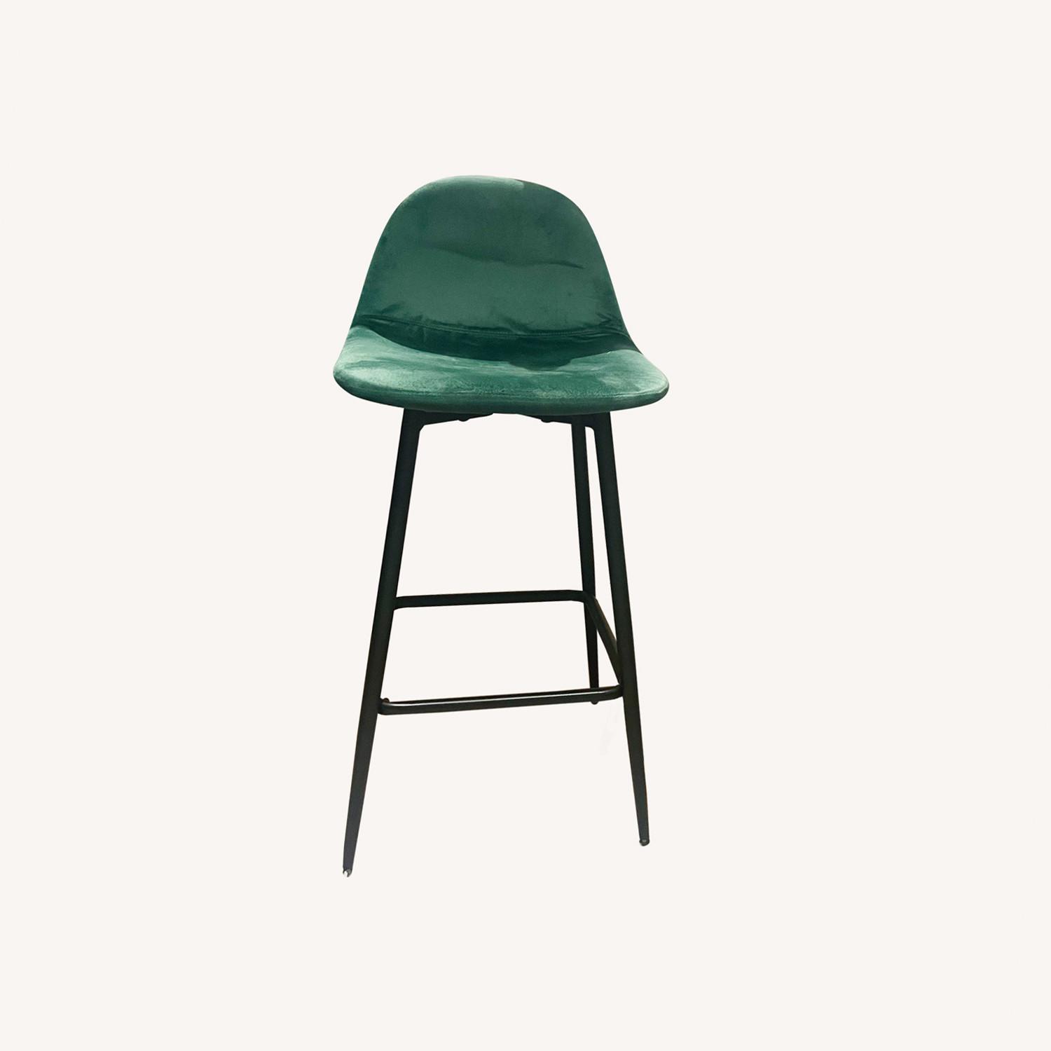x2 Velvet Green Bar Stools AptDeco