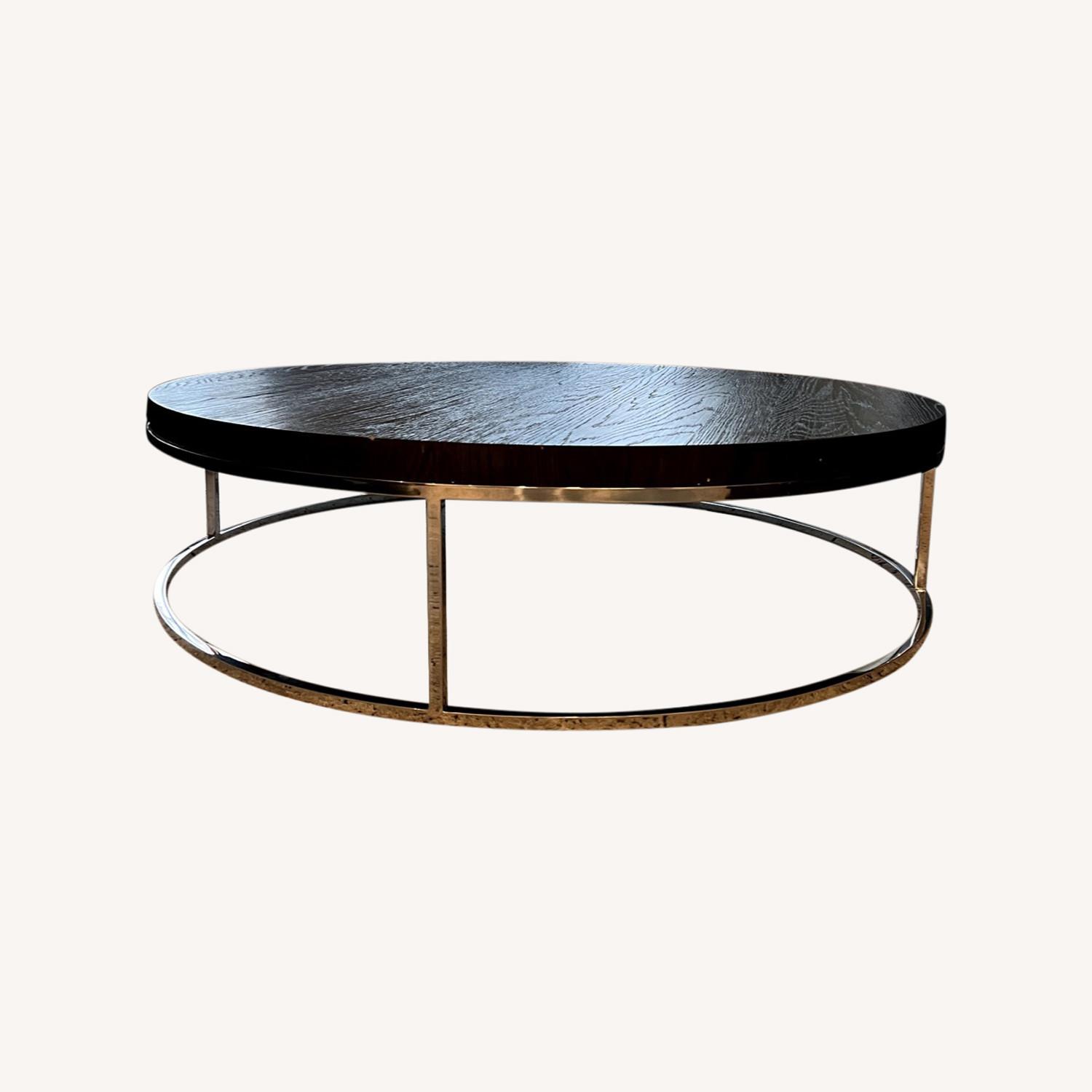 Restoration Hardware Nicoholas Oak Round Coffee Table 55" AptDeco