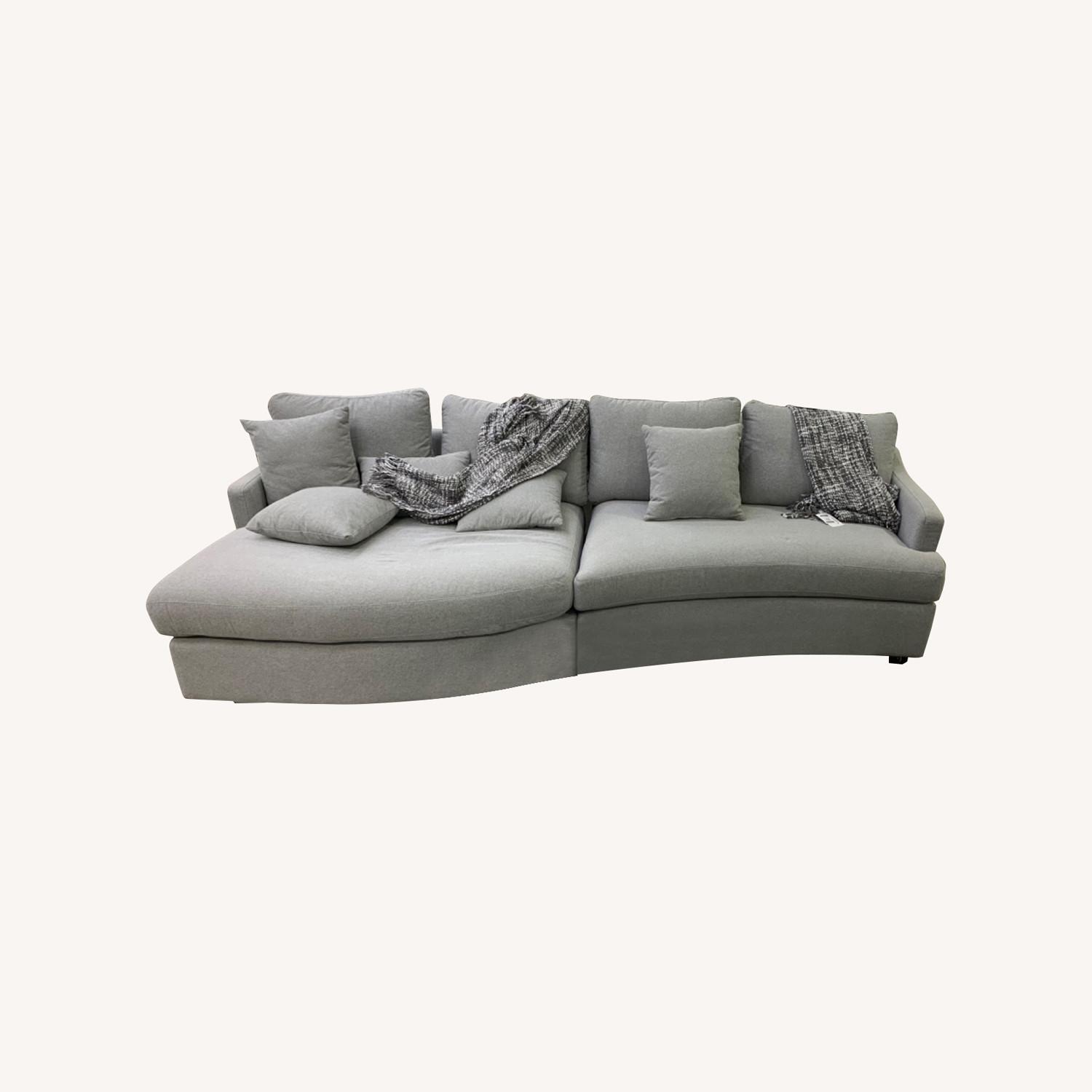 3 Piece Gray Sectional Sofa - AptDeco
