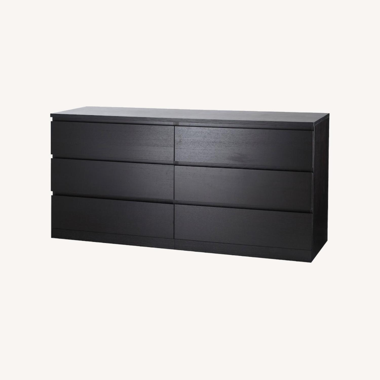 IKEA Black Malm 6 Drawer Dresser - image-0