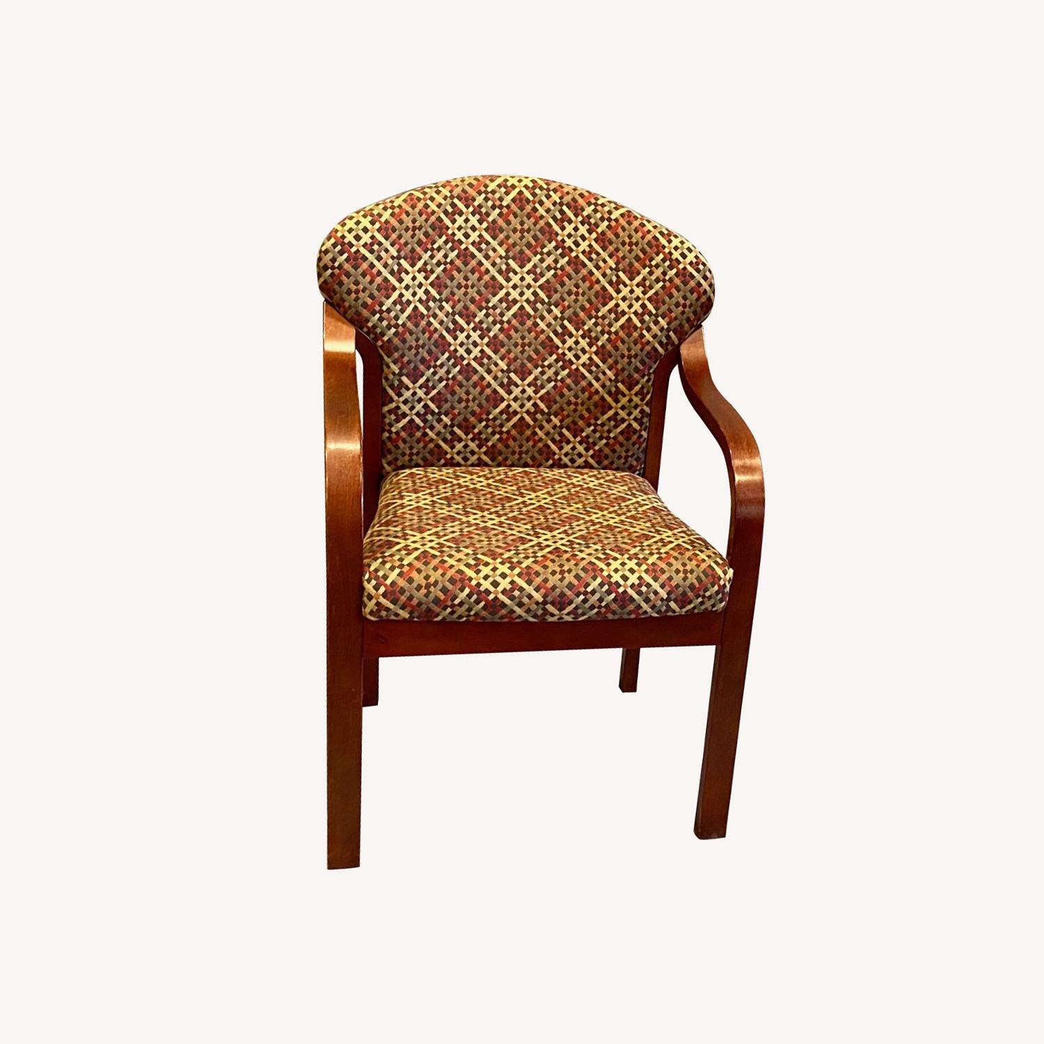 Upholstered Chair with Wood Arms - Diamond Pattern - image-0