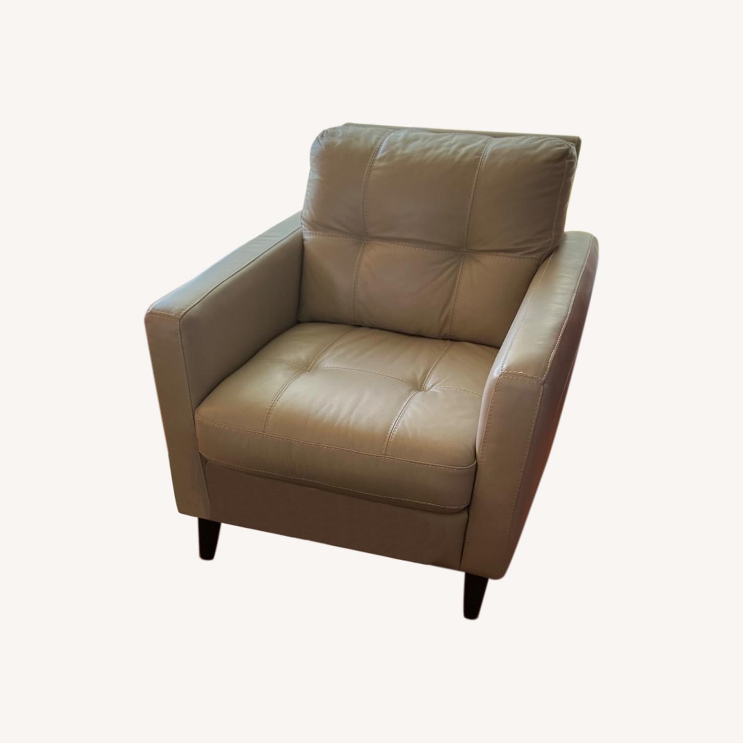 Genuine Leather Silver-Gray Armchair - image-0
