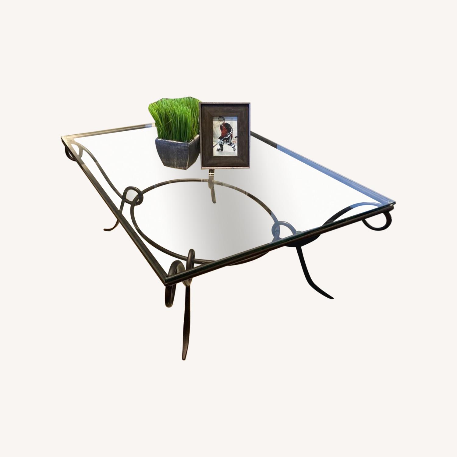 Arhaus Glass and Iron Coffee Table AptDeco