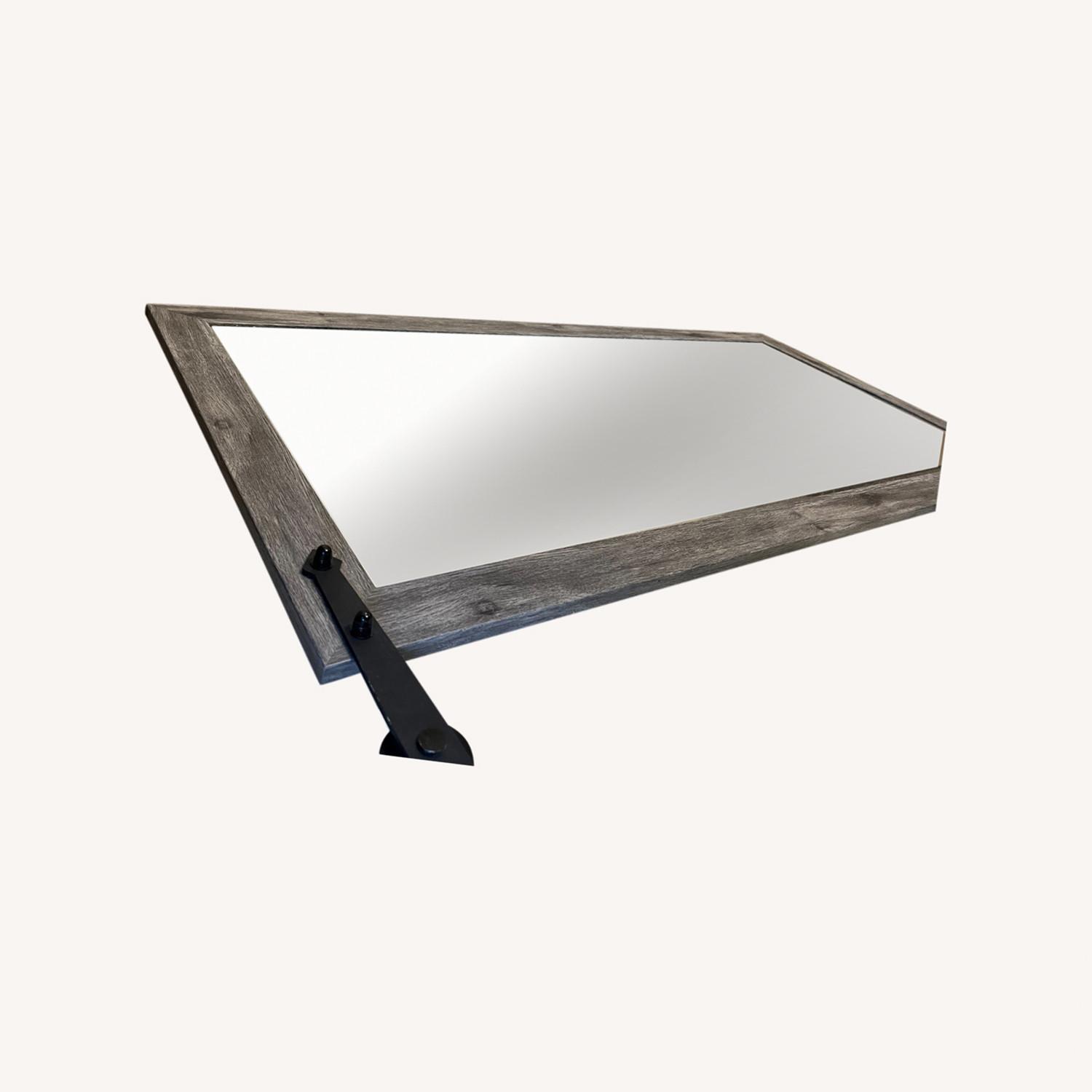 Modern Farmhouse Rectangle Wall Mirror (Grey) - image-0