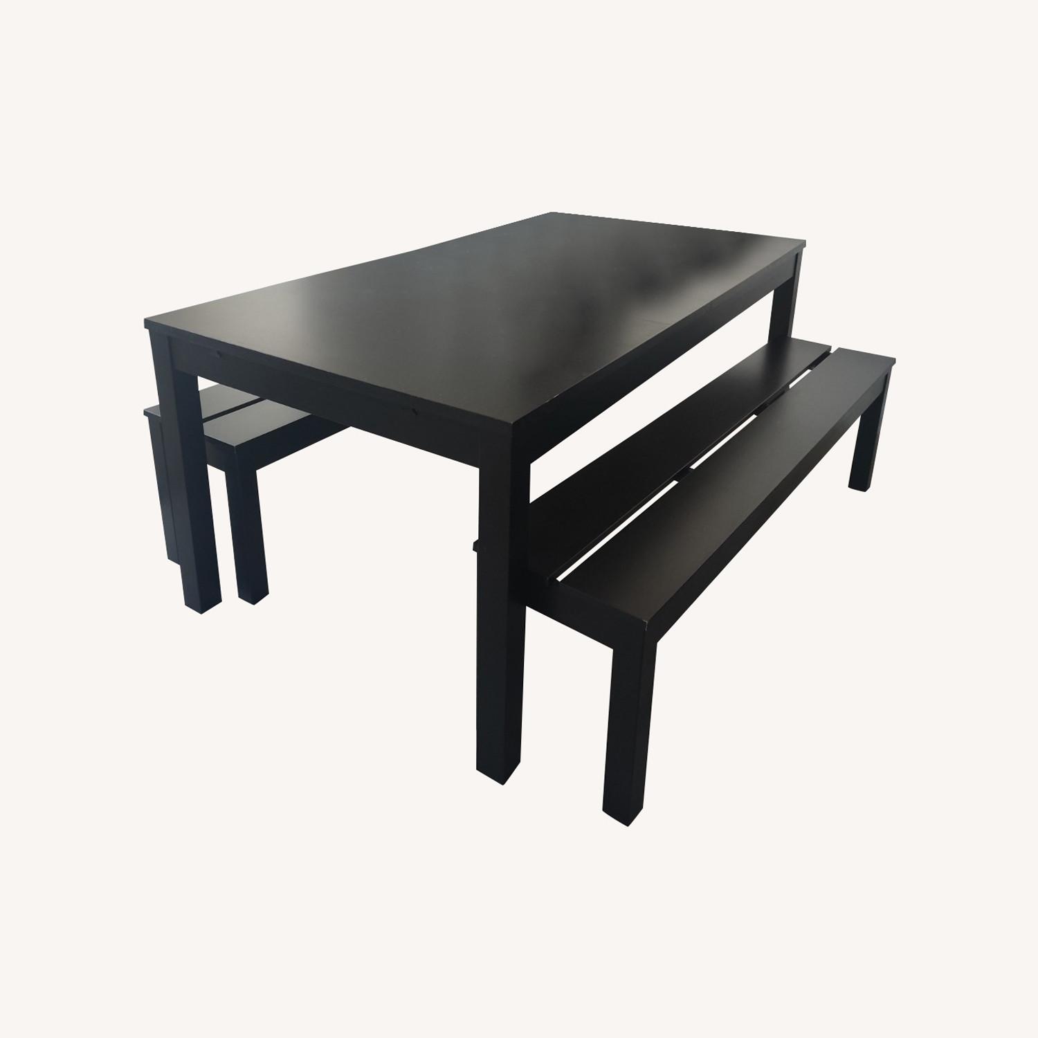 IKEA Expandable Table with 2 Benches - image-0
