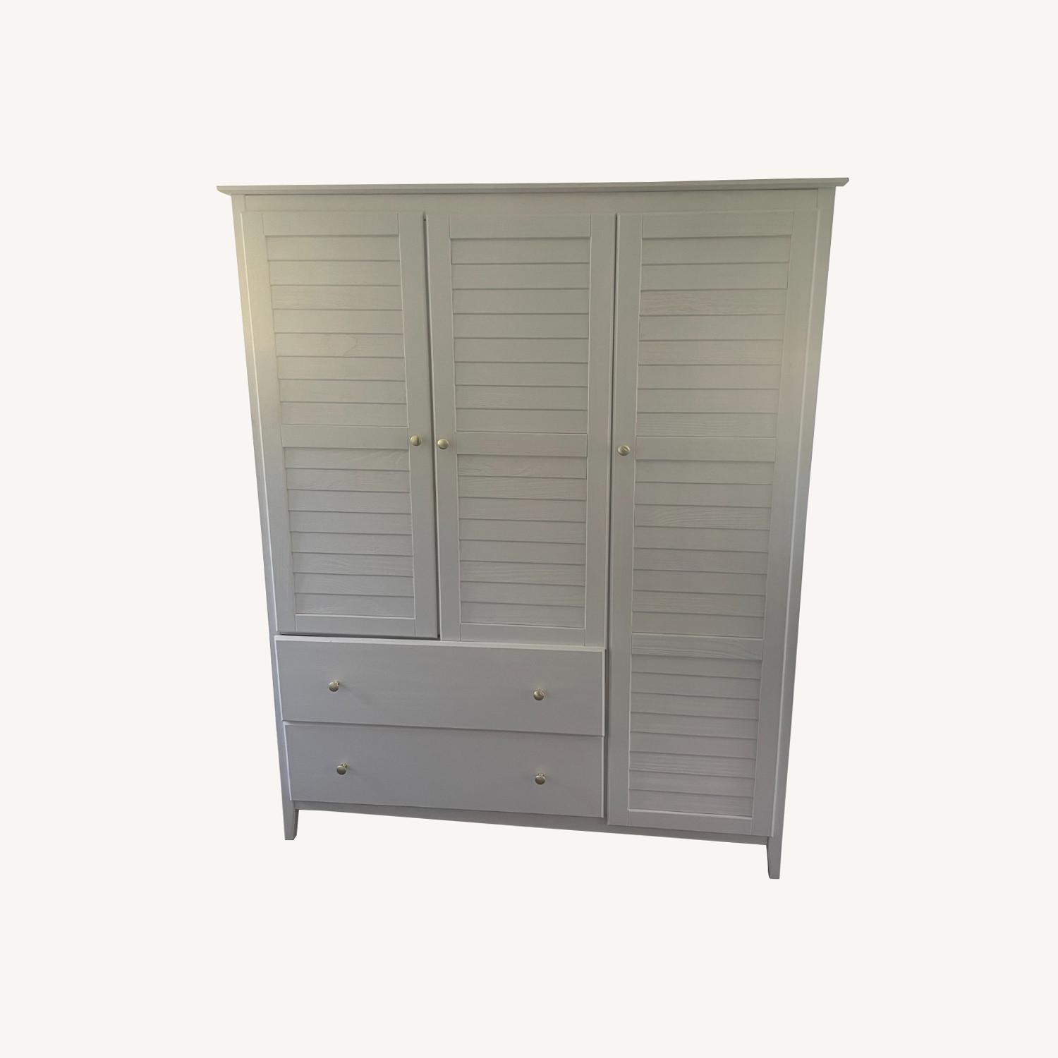 Solid Wood Whitewashed Wardrobe Dresser AptDeco