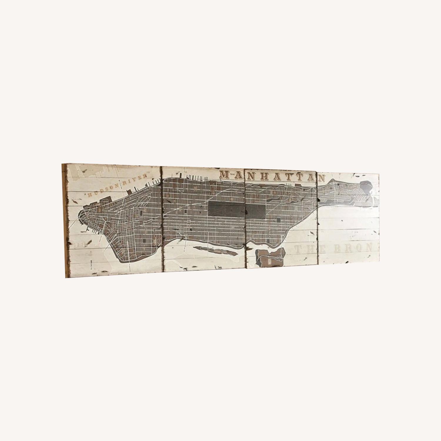 Pottery Barn 4 Piece Manhattan Map Wall Art - image-0