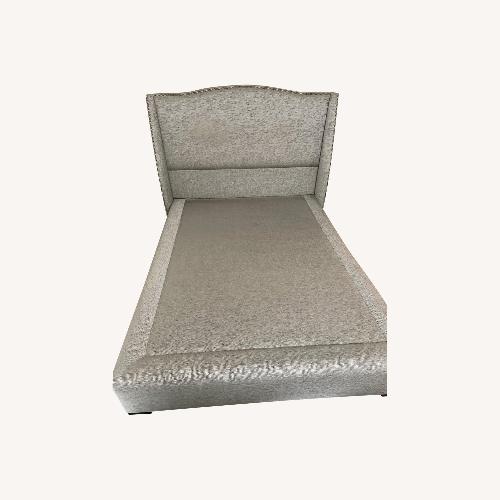 Camilla and James Velvet Grey Upholstered Bed AptDeco