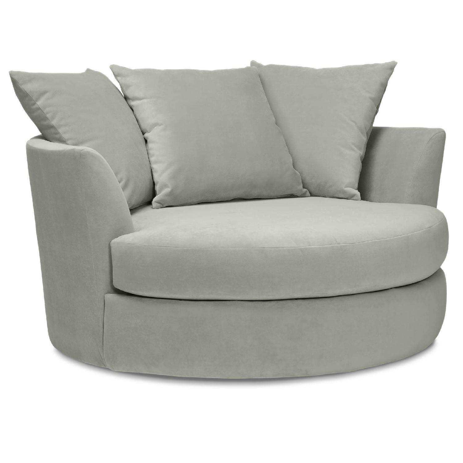 Z Gallerie Custom Grey Swivel Circle Couch - image-6