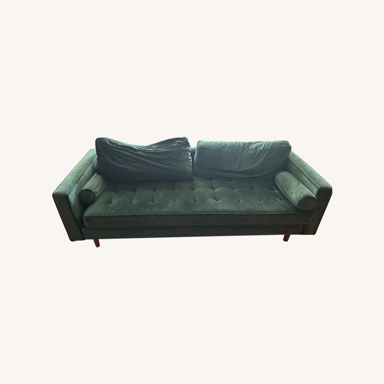 Wayfair MCM Green Velvet Couch - image-0