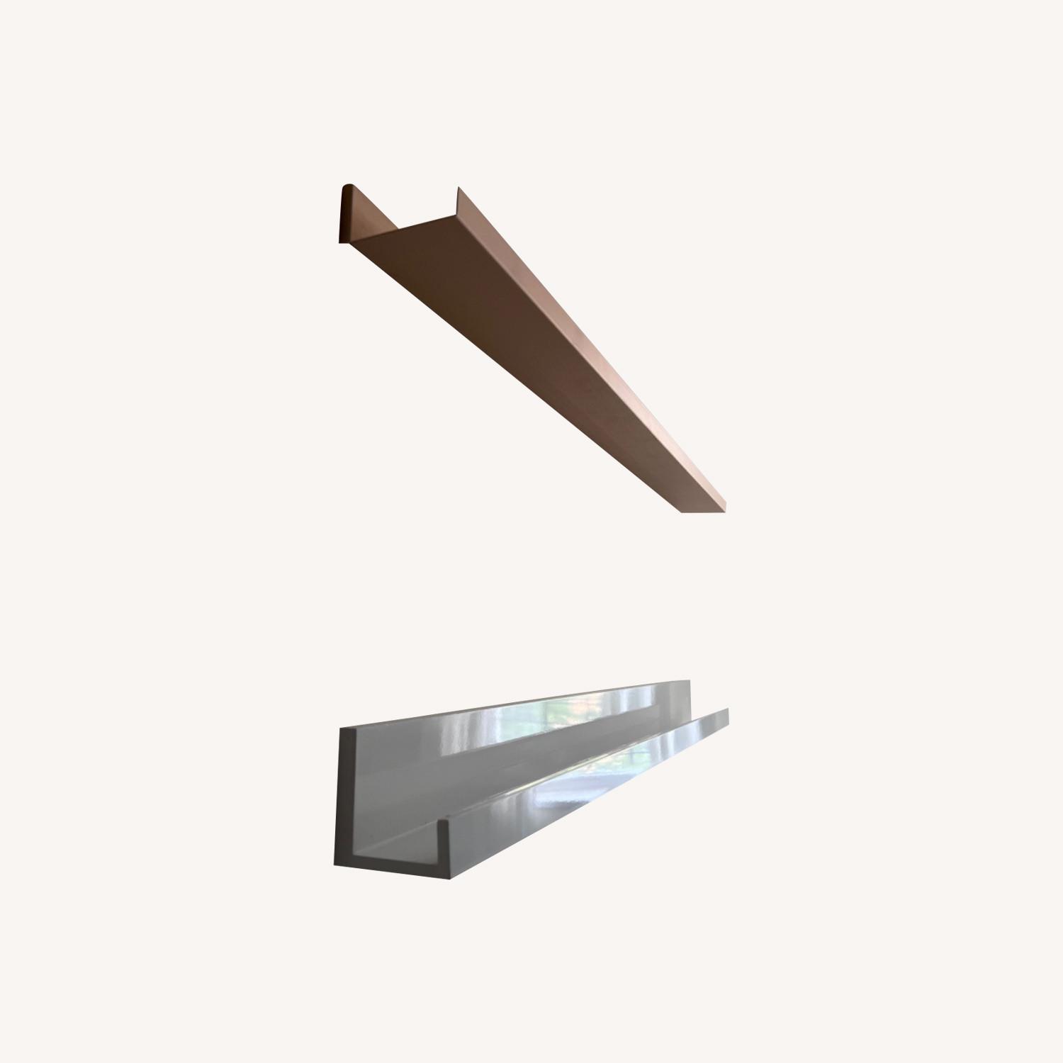 CB2 Rose Gold Metal Wall Shelf 48 AptDeco