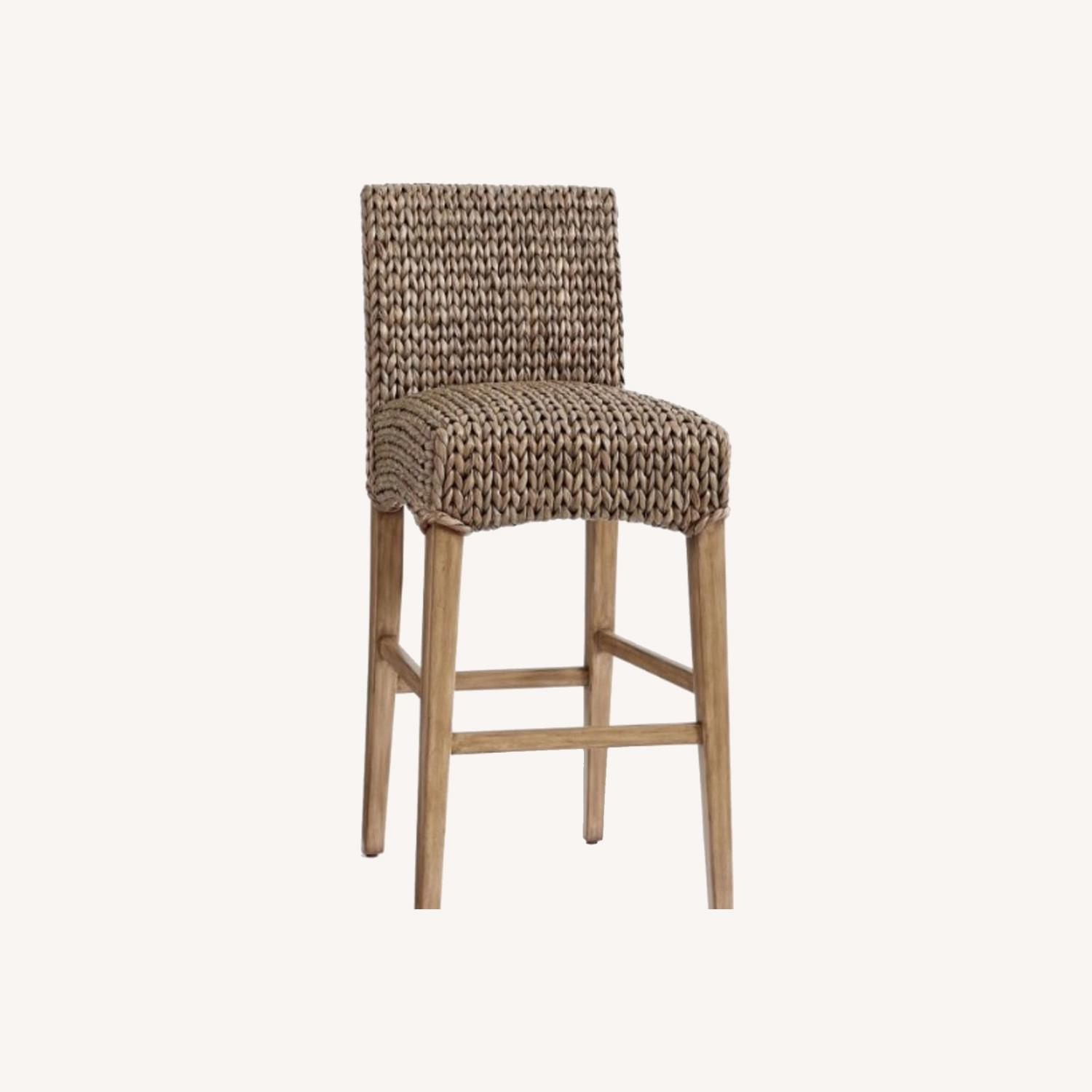 Pottery Barn Seagrass Barstool-Greywash - image-0