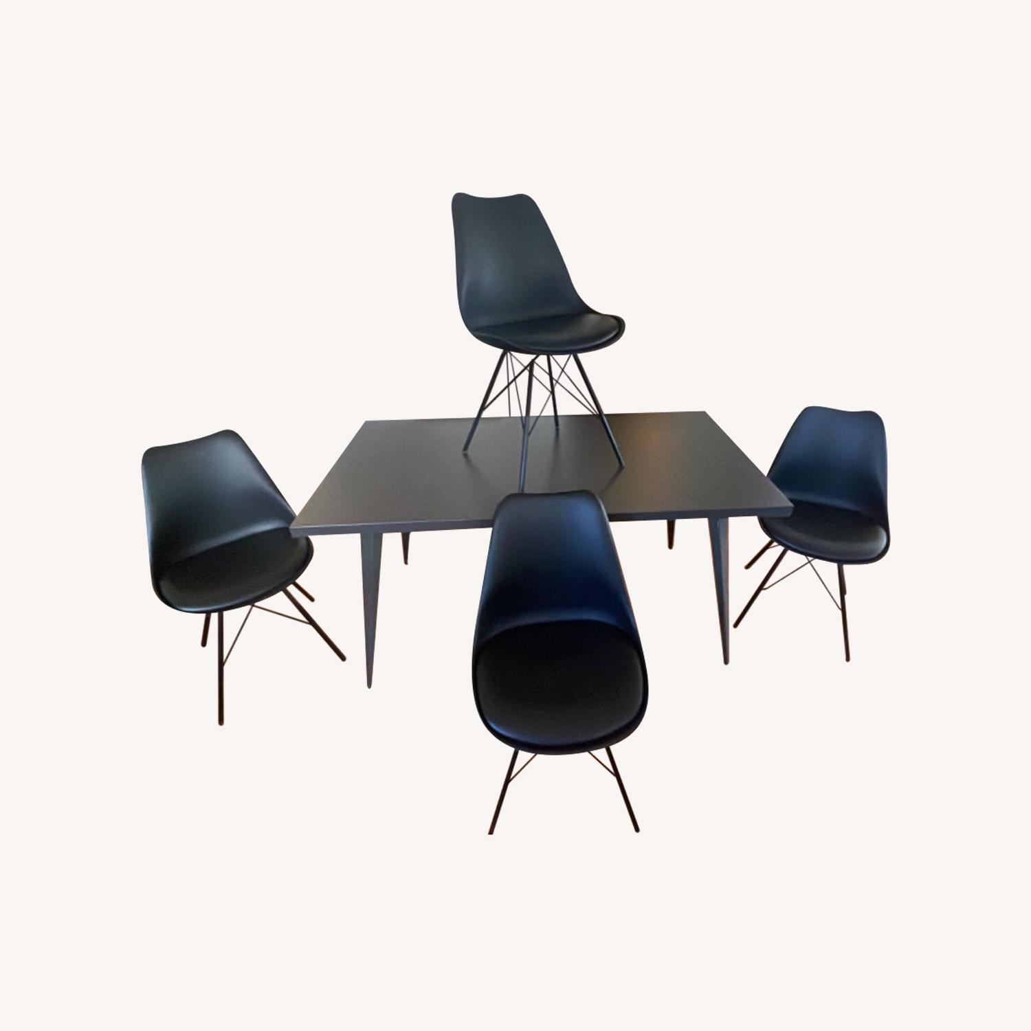 Black Steel Dining Set with 4 Chairs - image-0