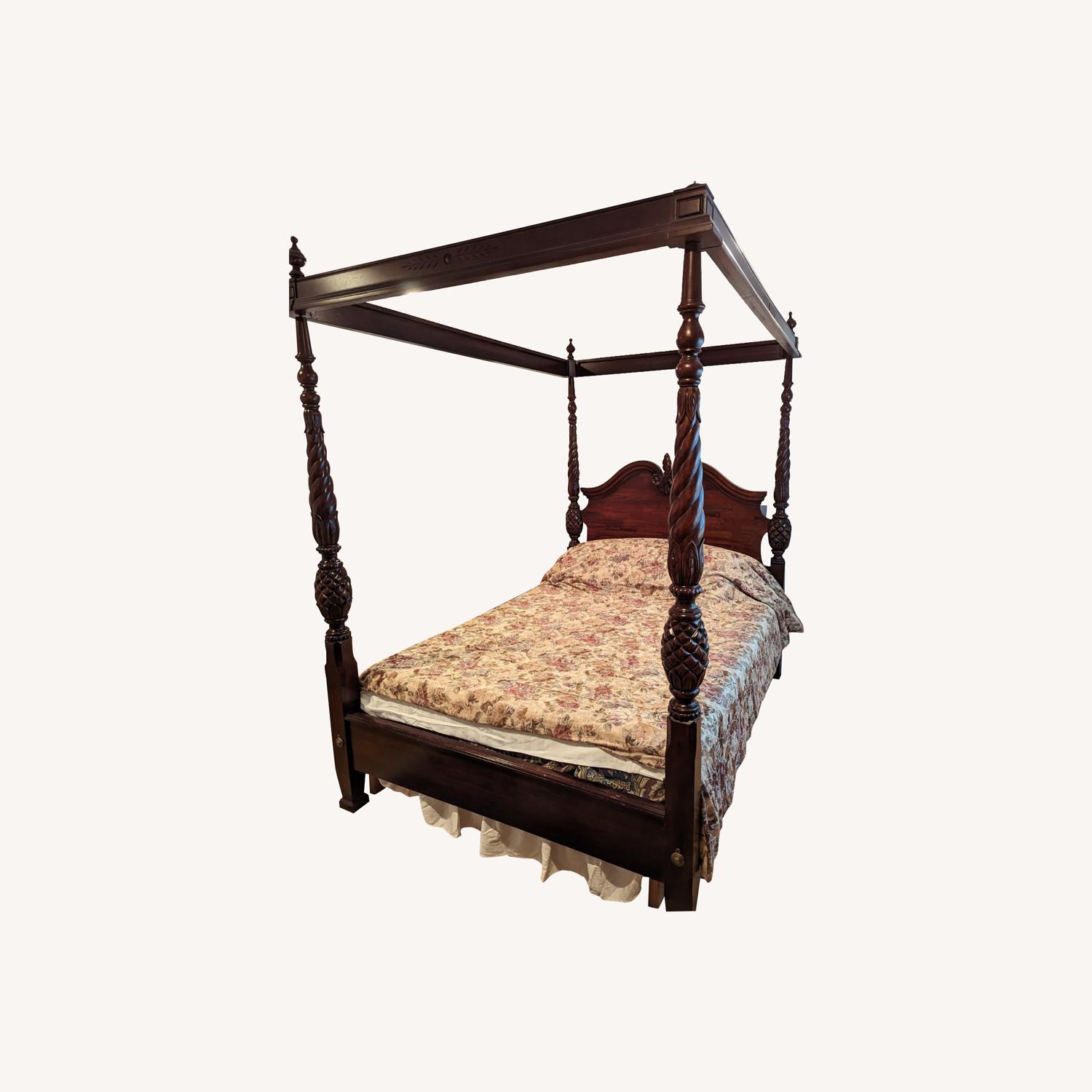 Mahogany Canopy Queen Size Bed - image-0