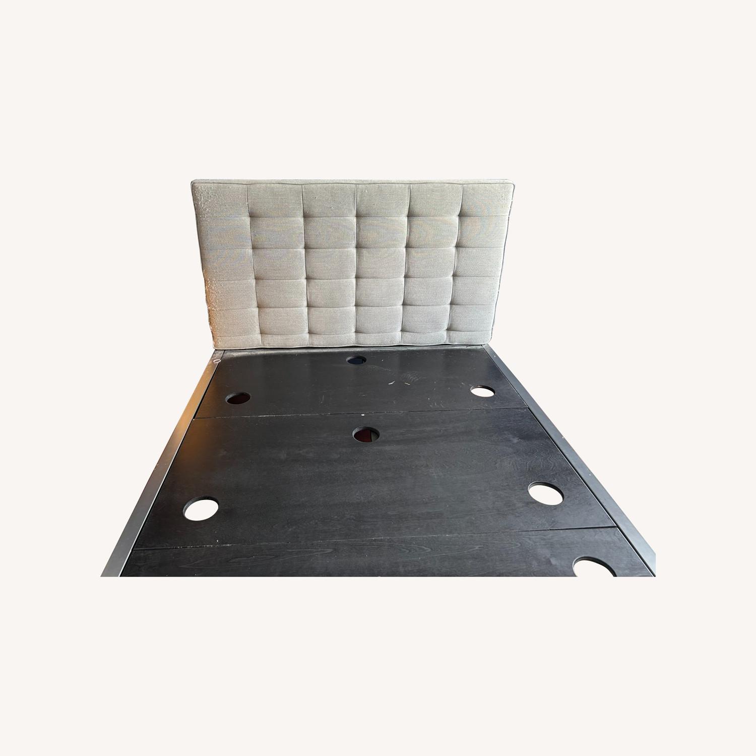 IKEA Grey Upholstered Headboard and Metal Bed Frame AptDeco