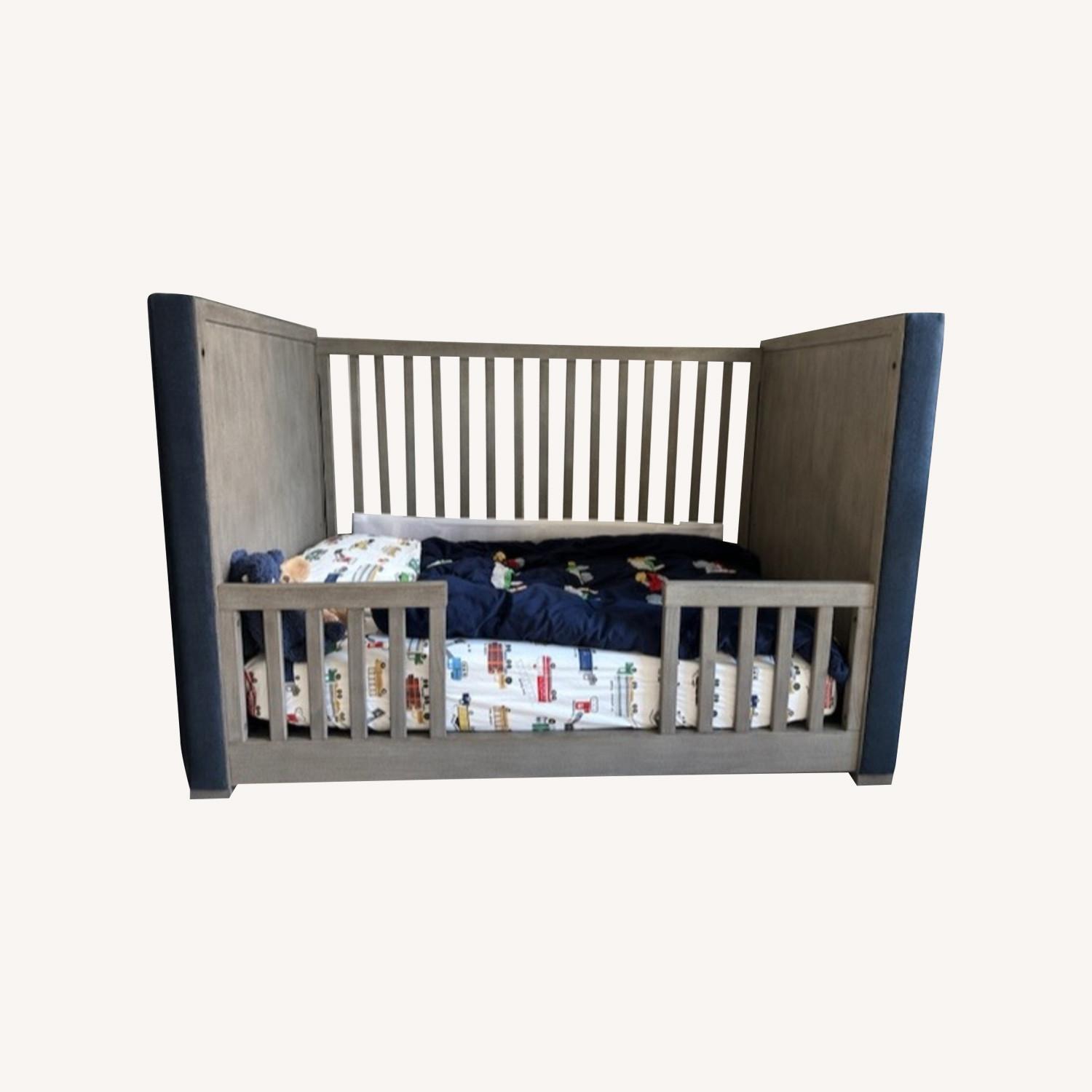 Restoration Hardware Grey & Blue Crib + Panel Kit - image-3