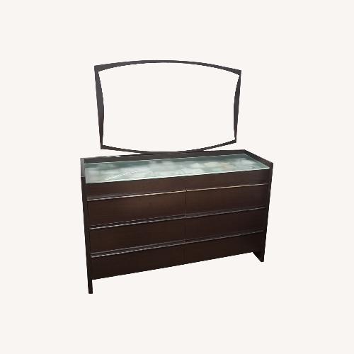 Used California 6 Drawer Glass Top Mirrored Dresser for sale on AptDeco