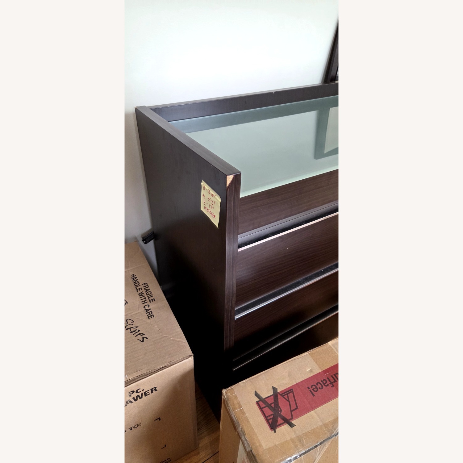 California 6 Drawer Glass Top Mirrored Dresser - image-5