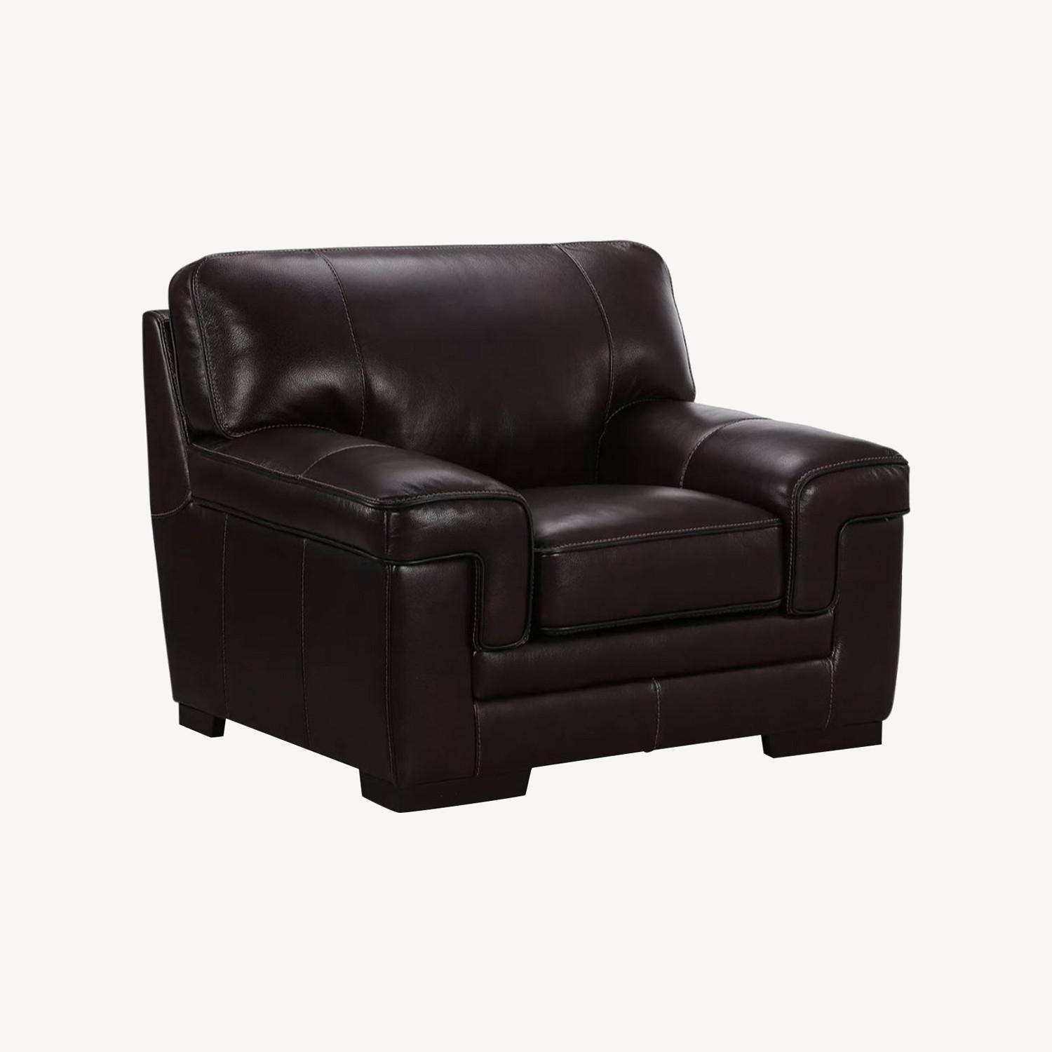 Macy's Myars 47" Leather Chair Coffee Brown - image-0