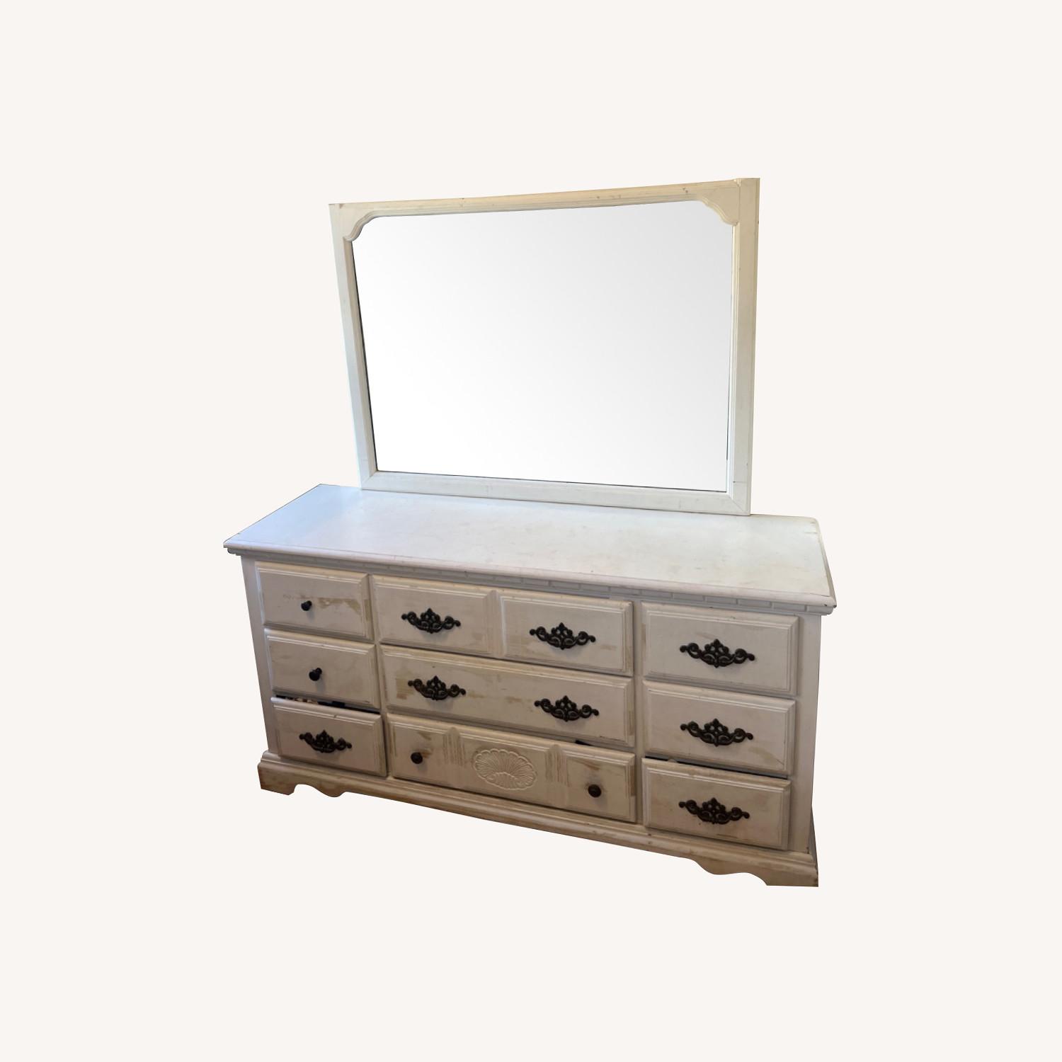 White Dresser With Mirror Attachment - image-0