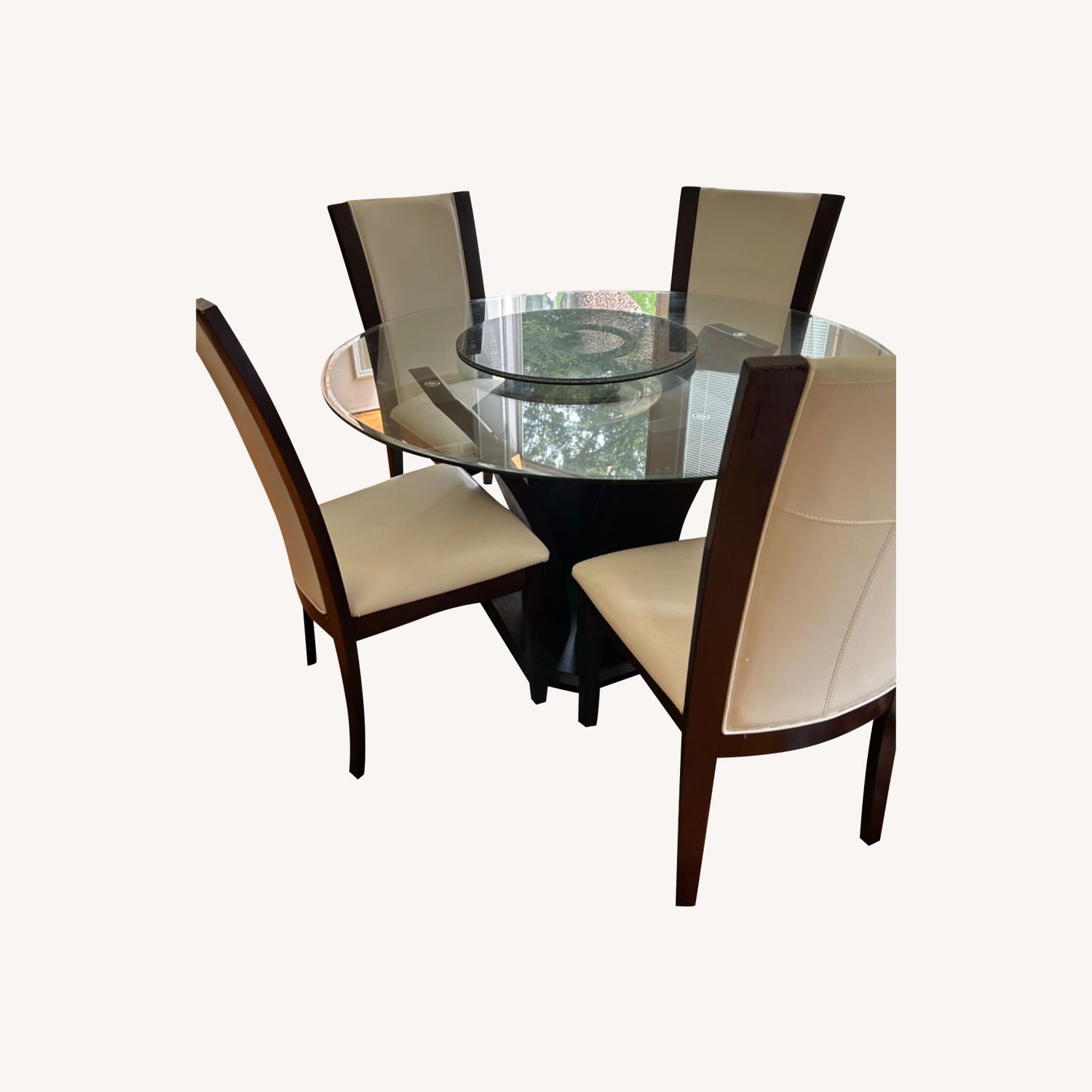 Glass Counter Round Dining Table Set - image-0