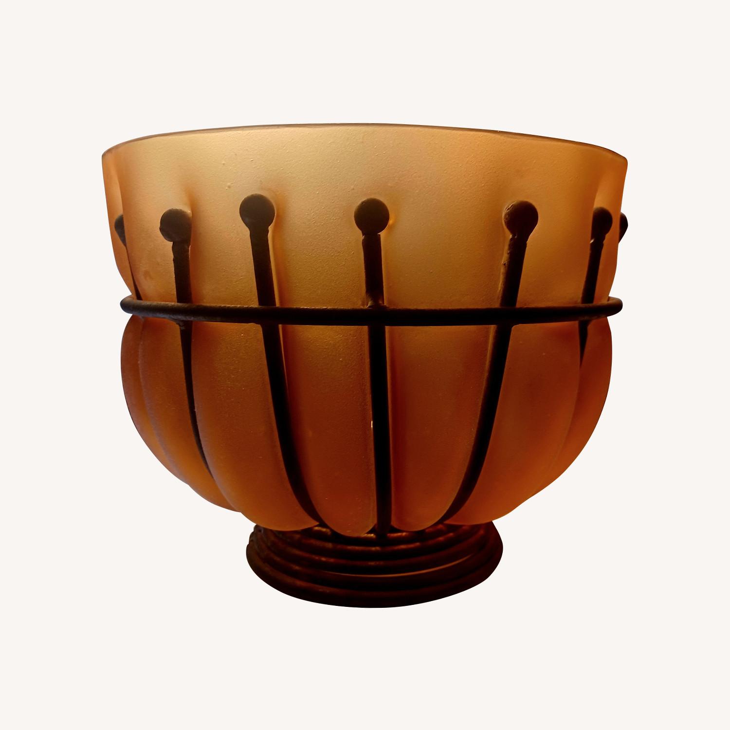 Frosted Glass and Metal Bowl AptDeco