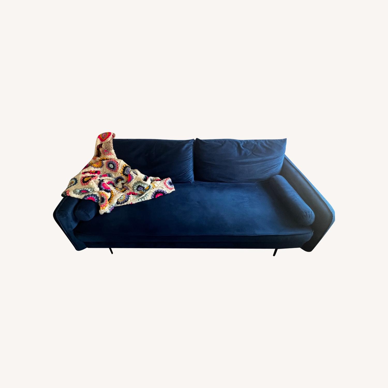 Wayfair Blue Velvet Round Arm Sofa AptDeco