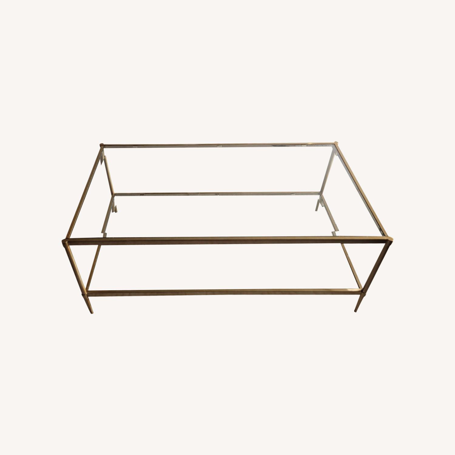 Glass Coffee Table with Gold Trim AptDeco