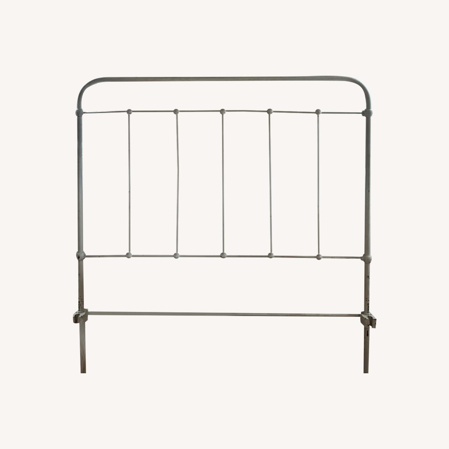 Vintage White Iron Headboard AptDeco
