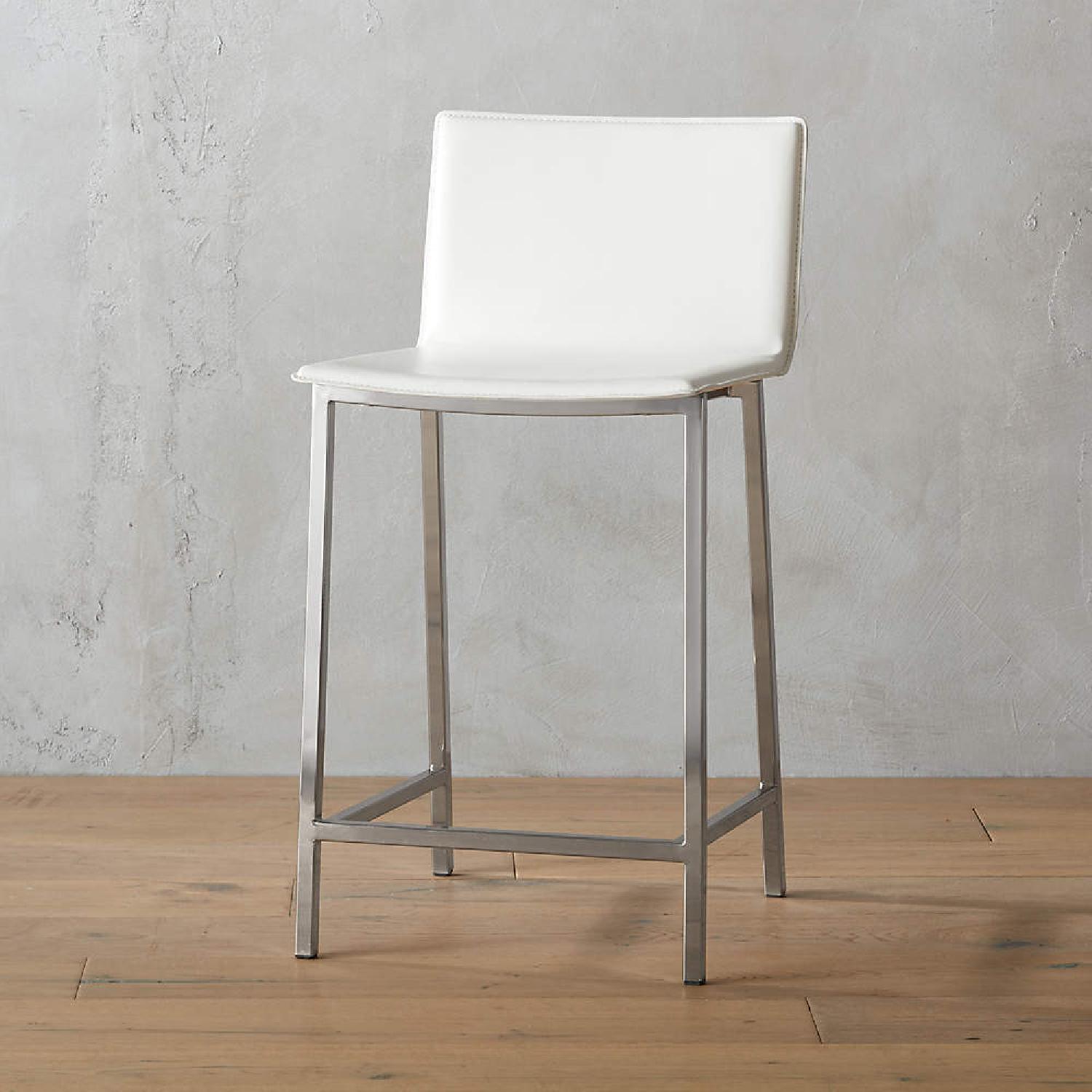 CB2 Phoenix Bar Height White Stools Set of 2 - image-8