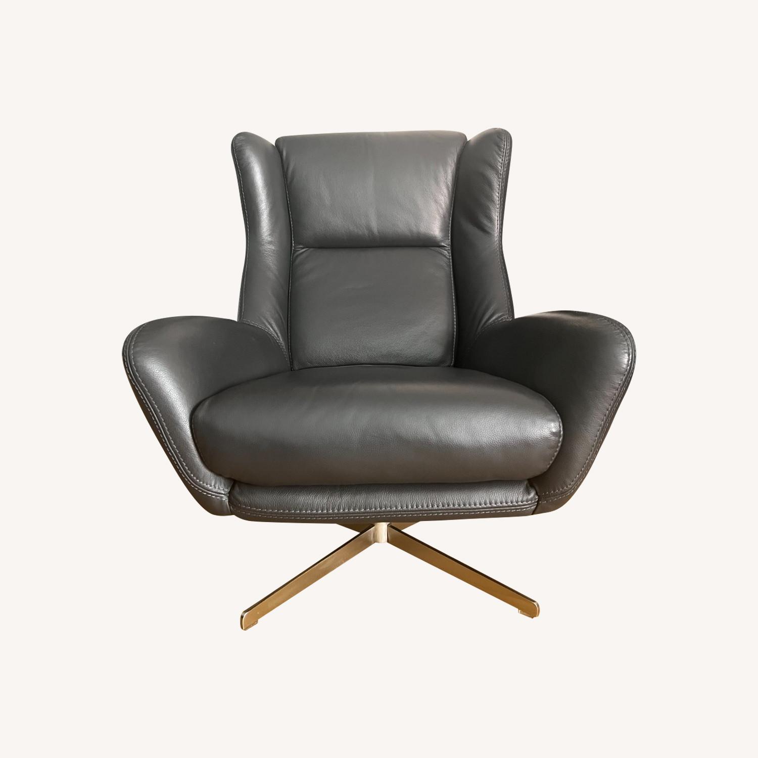 Modern Black Leather Accent Chair - image-0