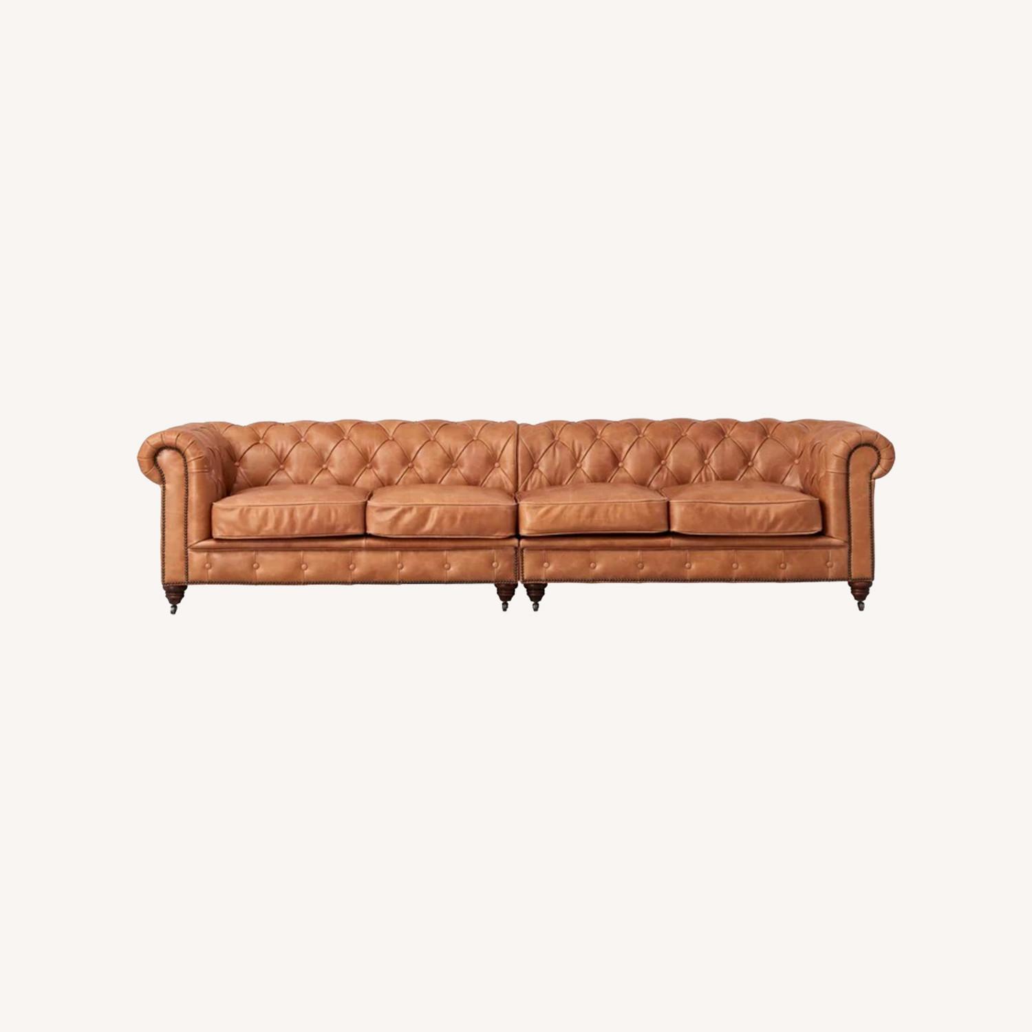 Century Chesterfield Sofa Light Chestnut Leather - image-0