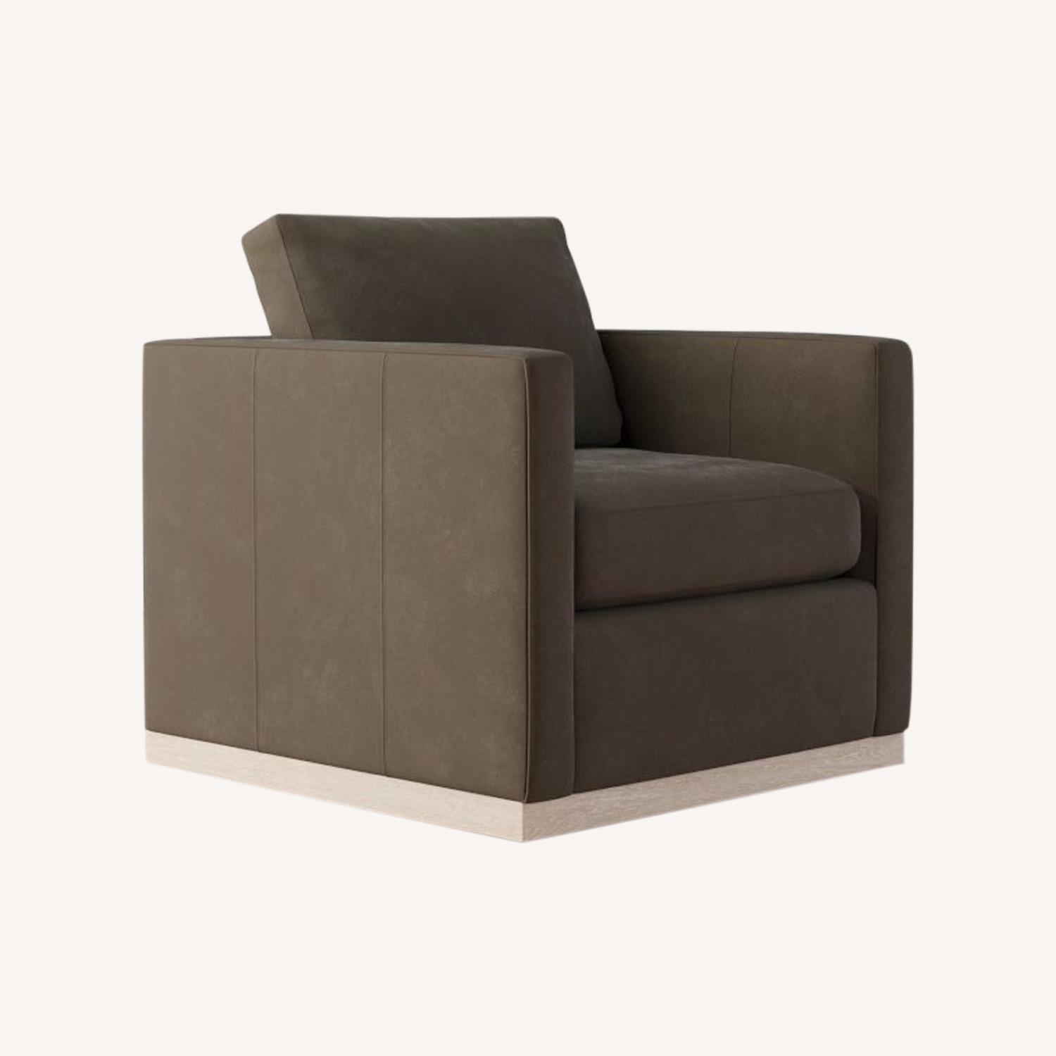 Pottery Barn Jake Leather Swivel Armchair - image-0